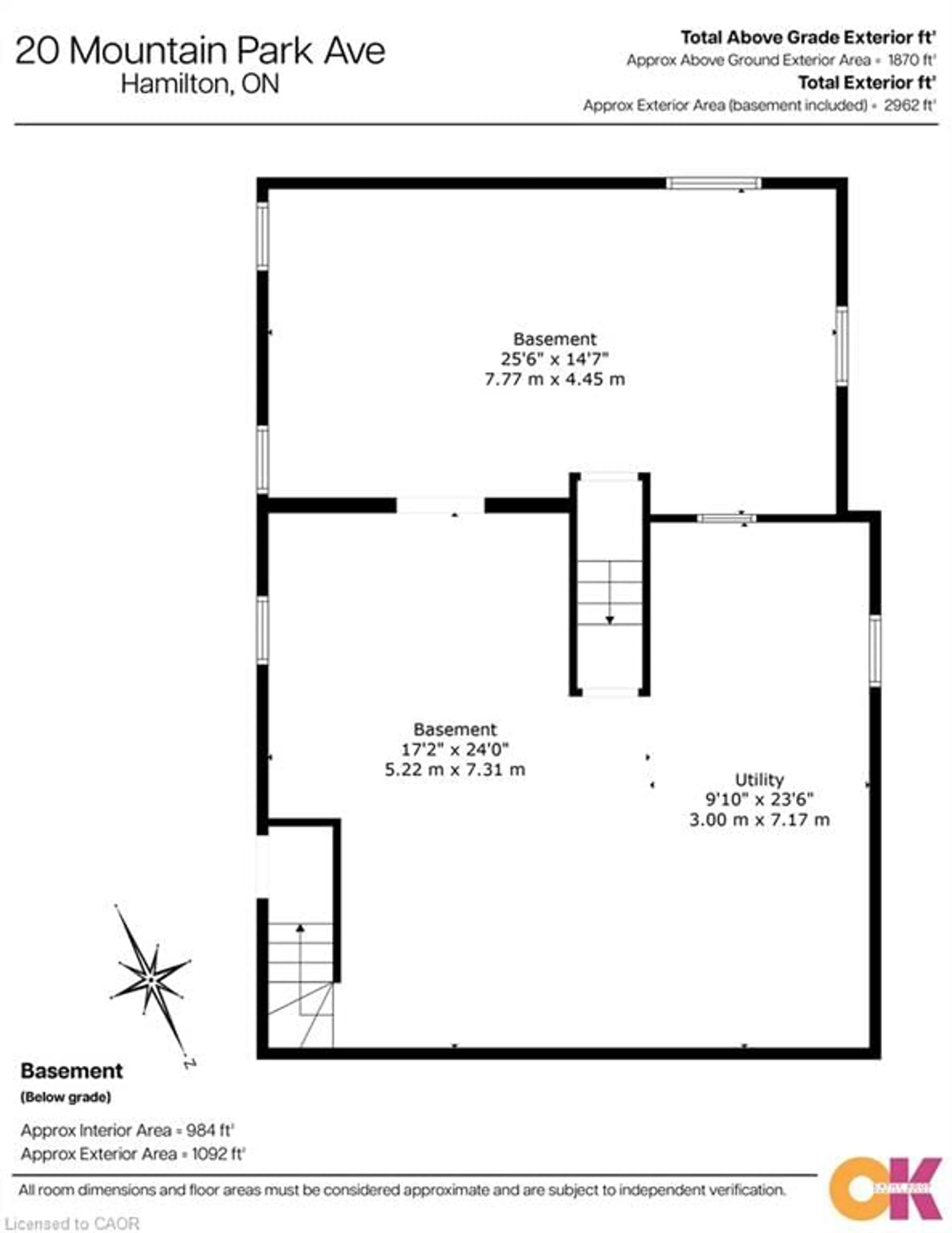 Floor plan for 20 Mountain Park Ave, Hamilton Ontario L9A 1A2