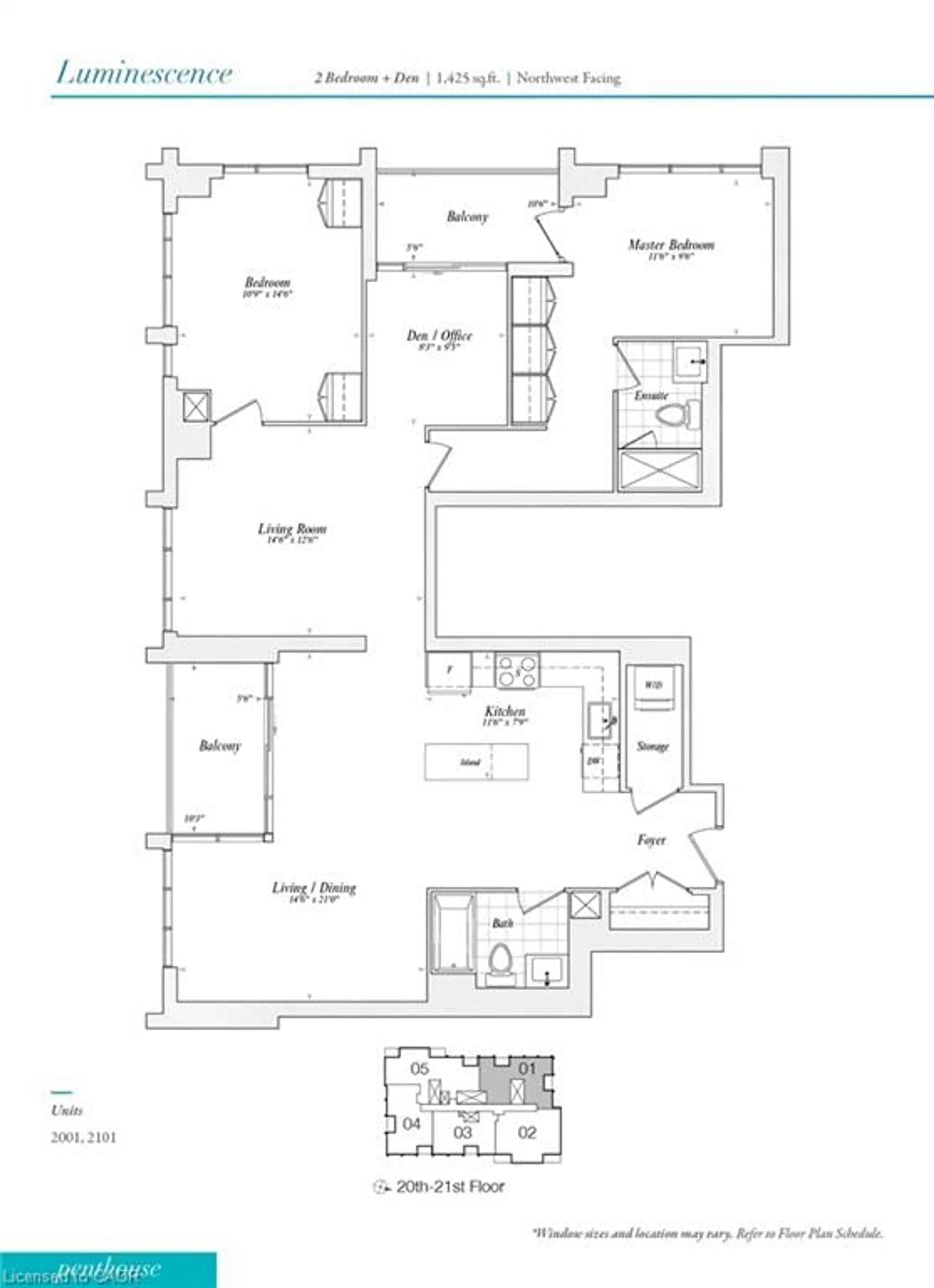 Floor plan for 500 Brock Ave #2101, Burlington Ontario L7S 0A5