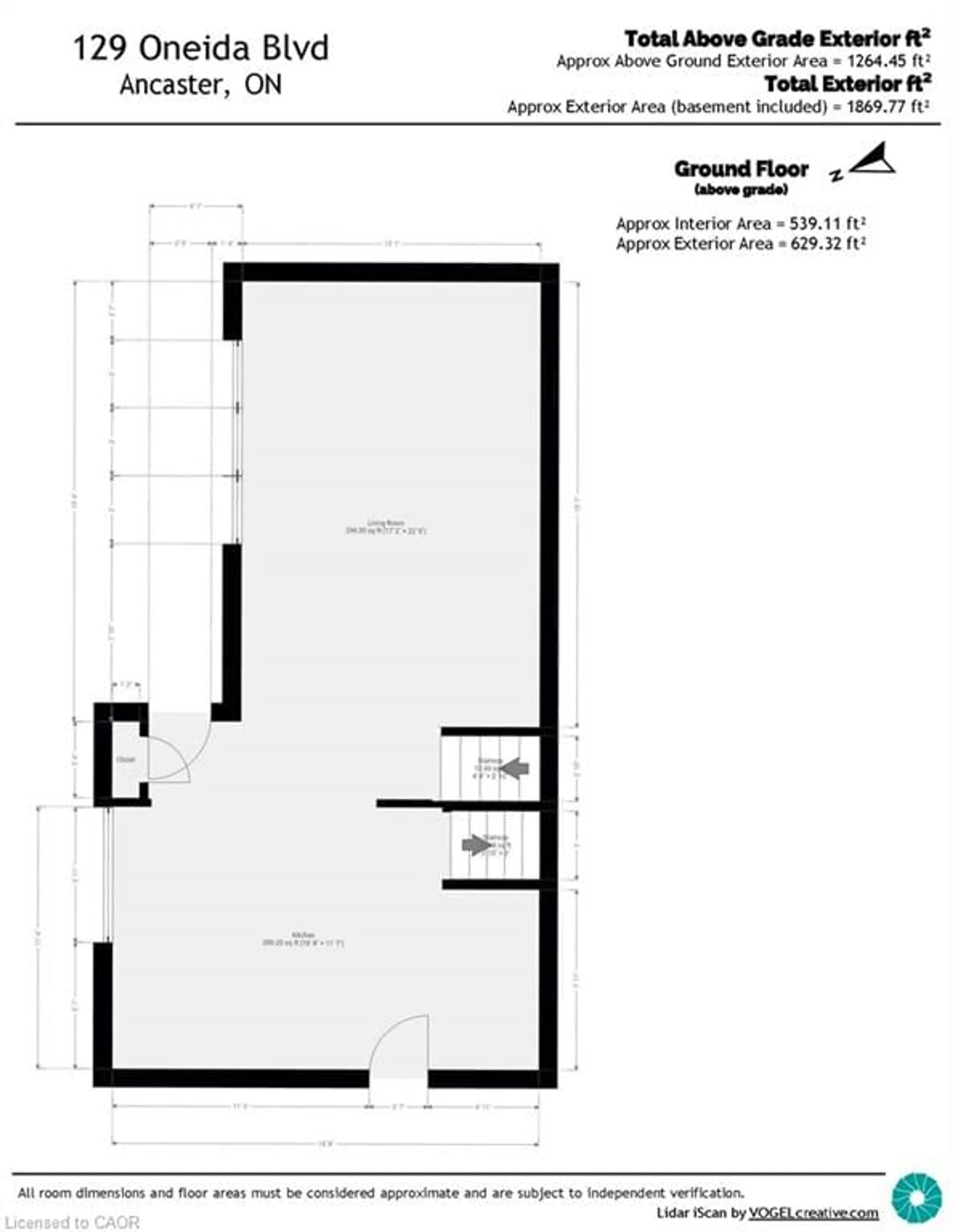 Floor plan for 129 Oneida Blvd, Hamilton Ontario L9G 3C7