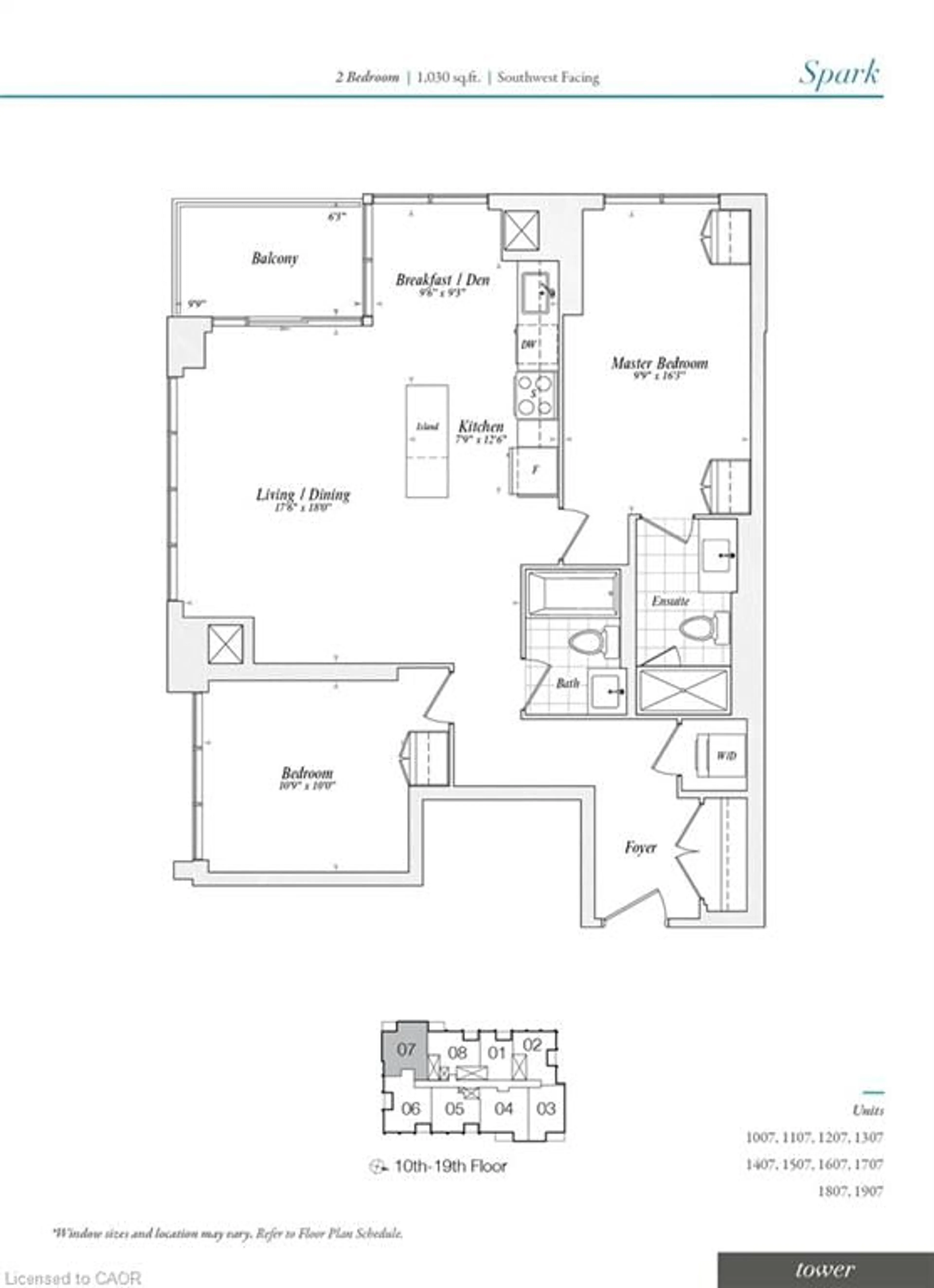 Floor plan for 500 Brock Ave #1007, Burlington Ontario L7S 0A5