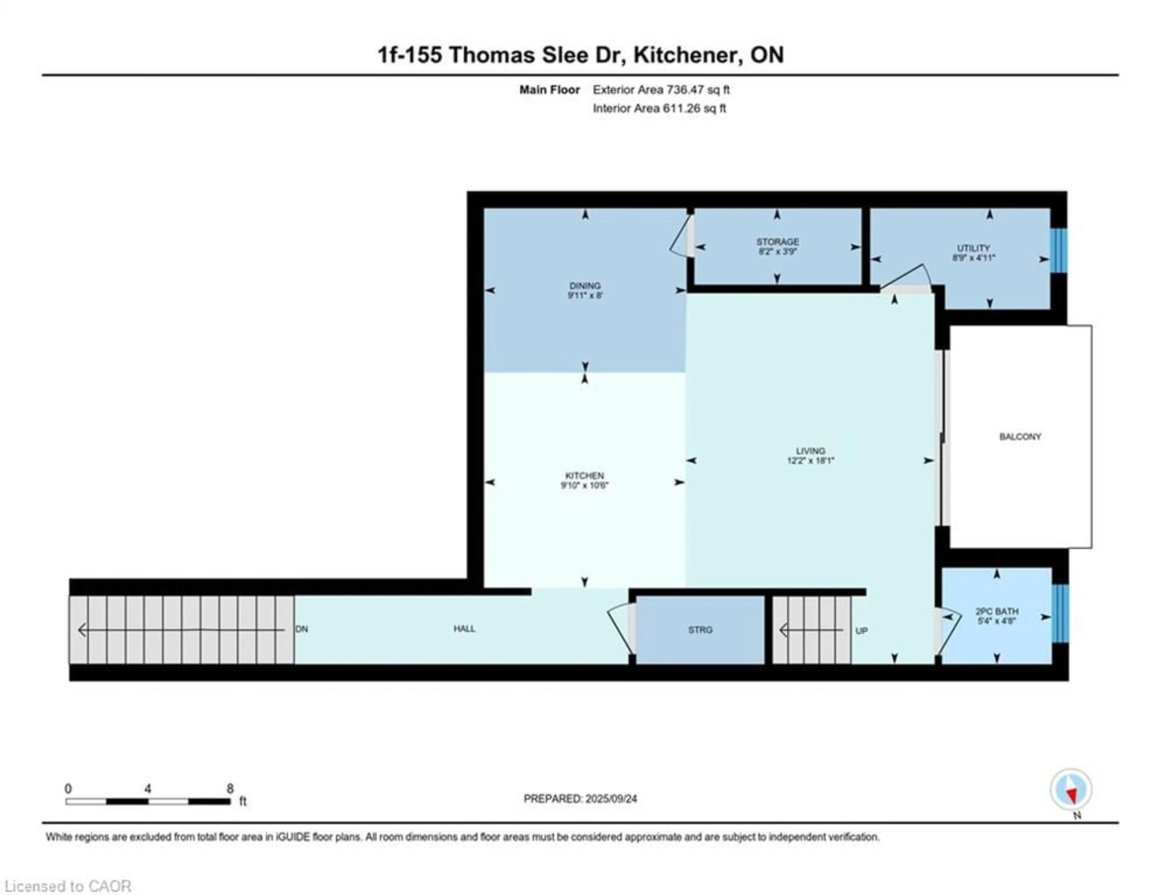 Floor plan for 155 Thomas Slee Dr #1F, Kitchener Ontario N2P 0J8
