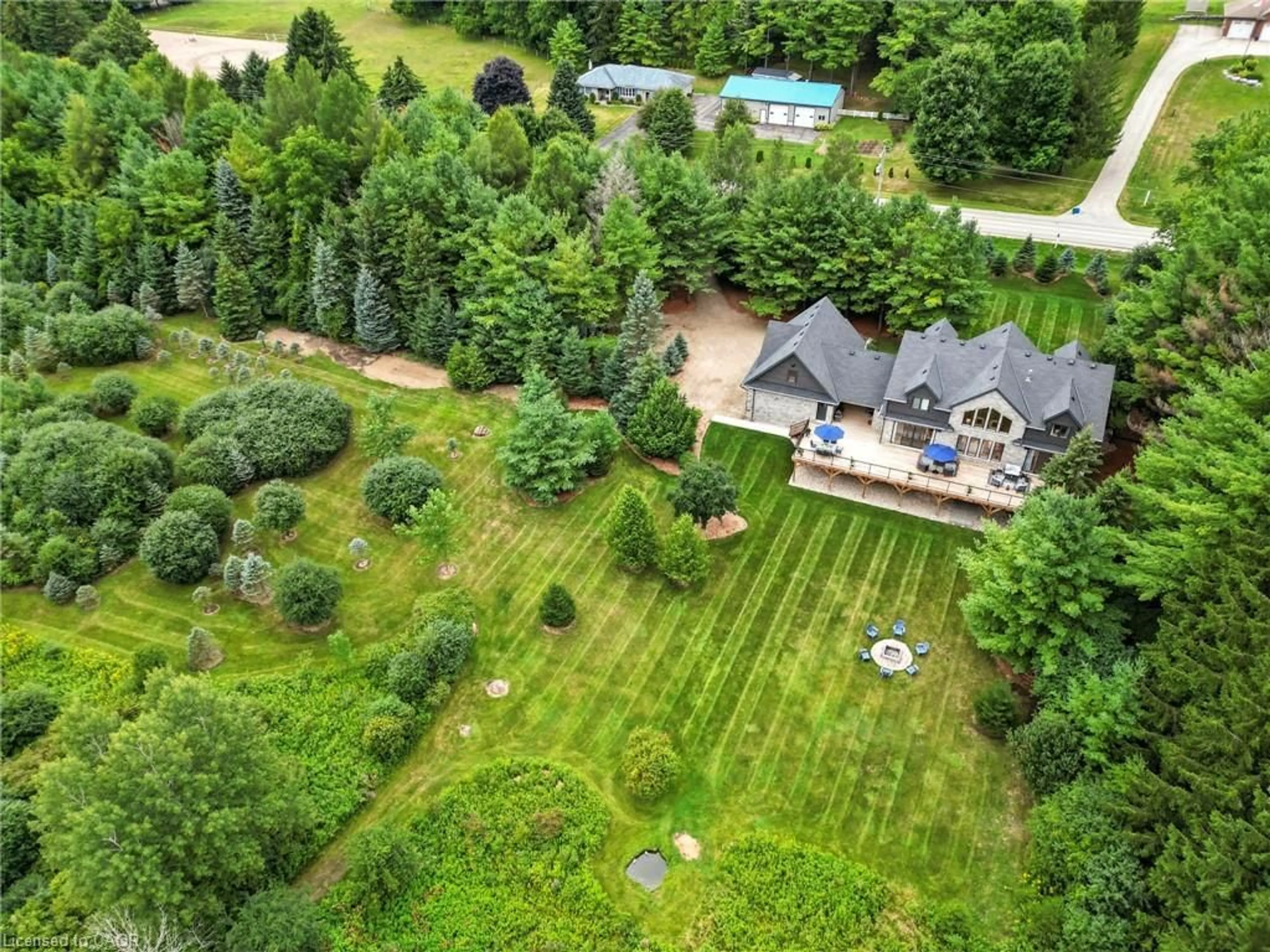A pic from outside/outdoor area/front of a property/back of a property/a pic from drone, forest/trees view for 7381 Sideroad 4, Centre Wellington Ontario N0B 1B0