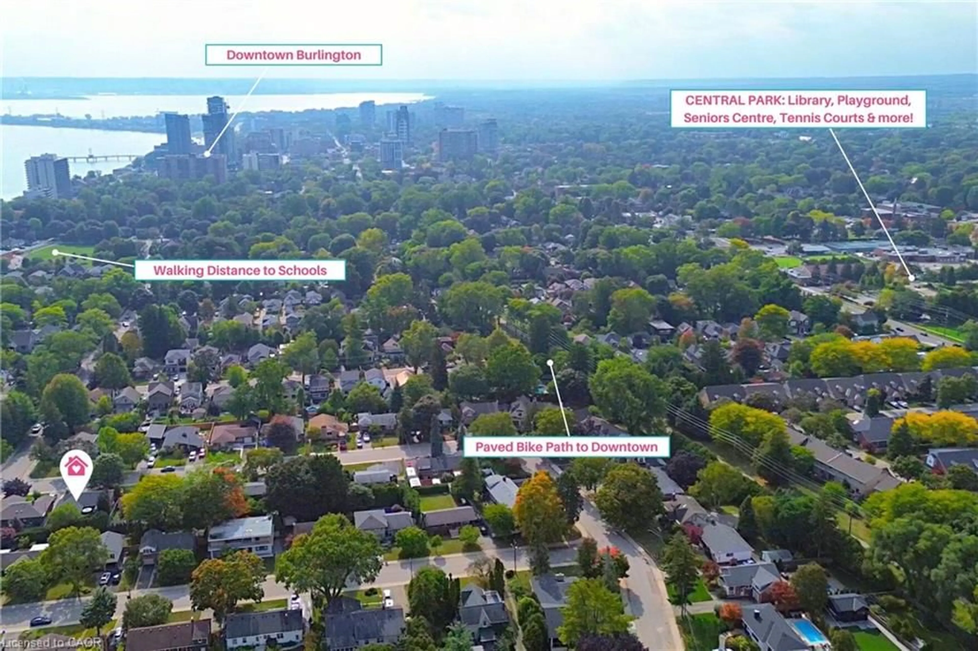 A pic from outside/outdoor area/front of a property/back of a property/a pic from drone, city buildings view from balcony for 345 Pepper Dr, Burlington Ontario L7R 3C8