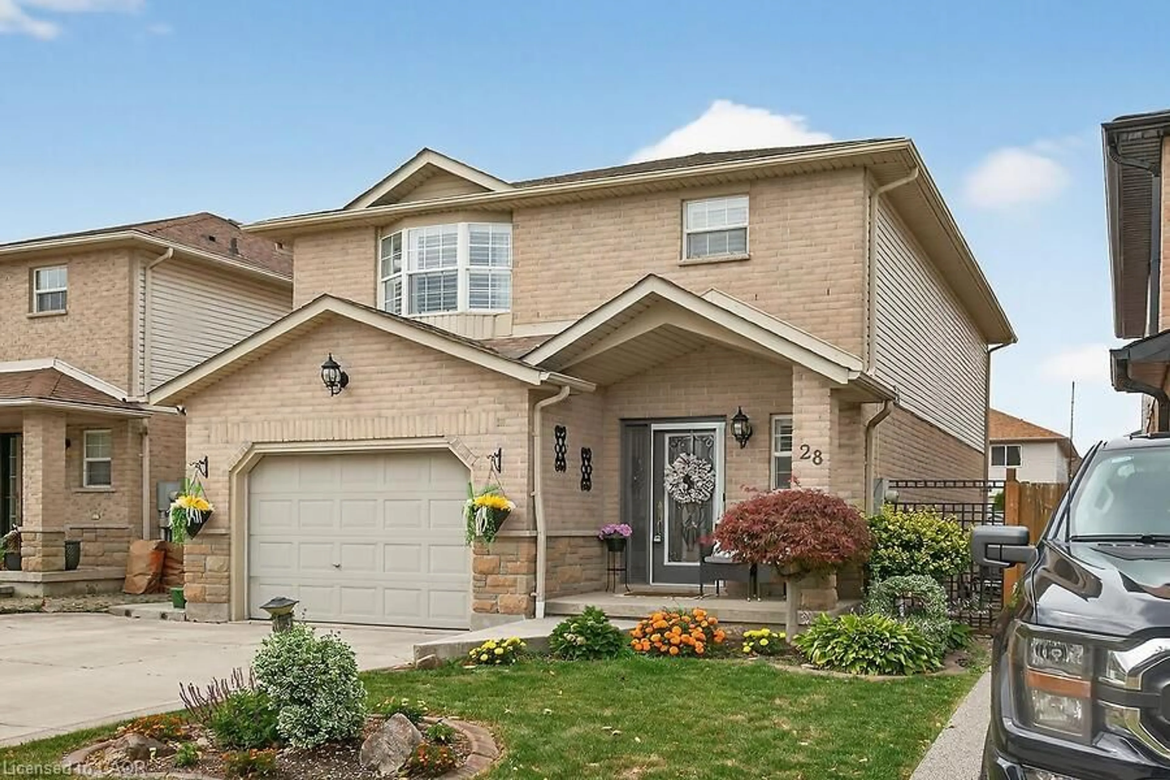 Home with brick exterior material, street for 28 Woodbank St, Hamilton Ontario L8J 3Y4