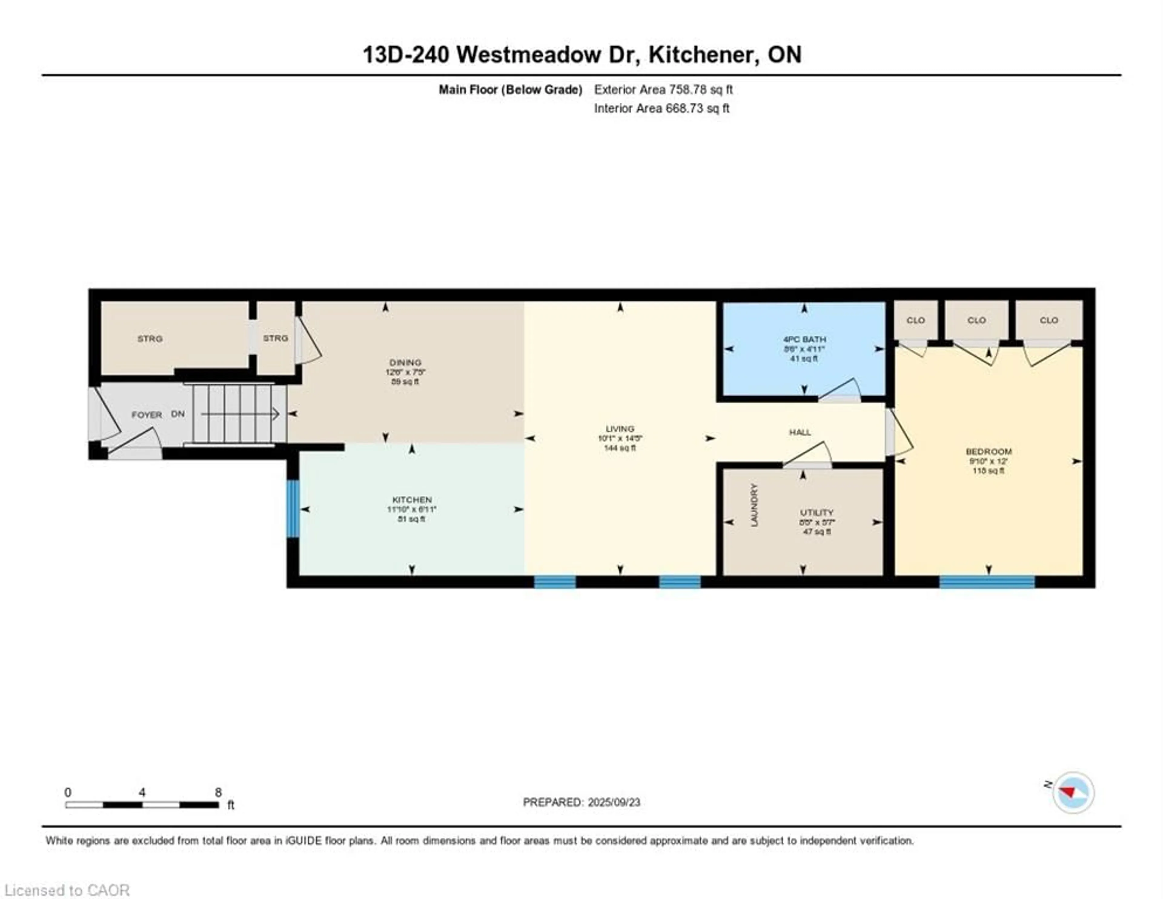 Floor plan for 240 Westmeadow Dr #D13, Kitchener Ontario N2N 0A1