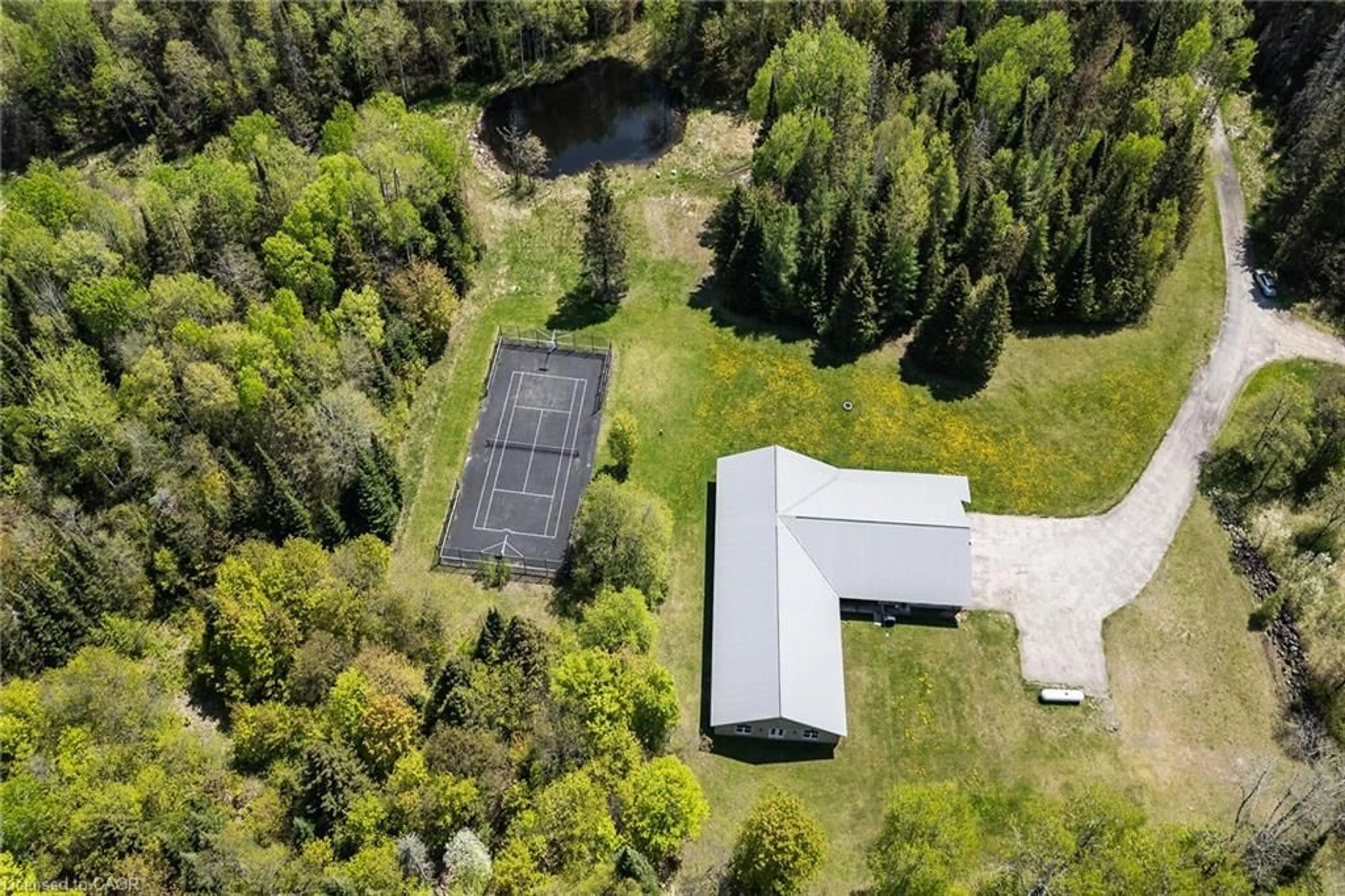 A pic from outside/outdoor area/front of a property/back of a property/a pic from drone, forest/trees view for 146 Oke Dr, Burk's Falls Ontario P0A 1C0