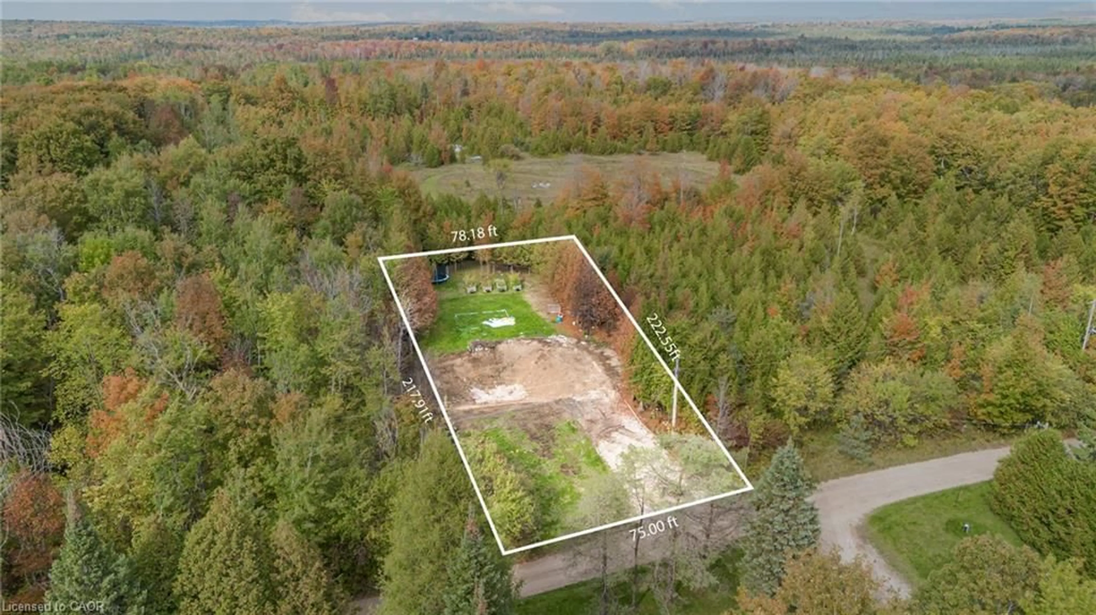 A pic from outside/outdoor area/front of a property/back of a property/a pic from drone, forest/trees view for 135 Sir Williams Lane, Flesherton Ontario N0C 1E0