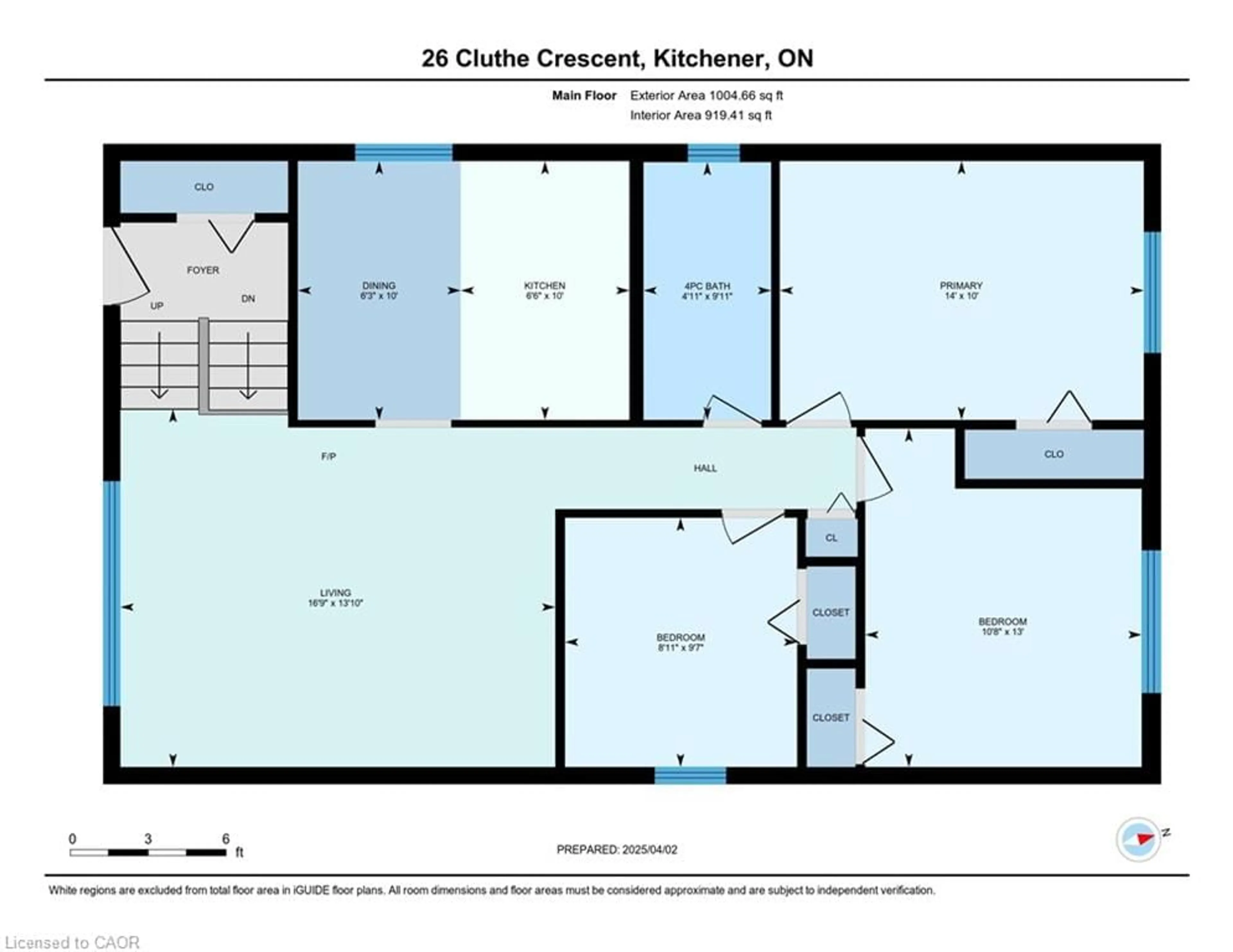 Floor plan for 26 Cluthe Cres, Kitchener Ontario N2P 1M8