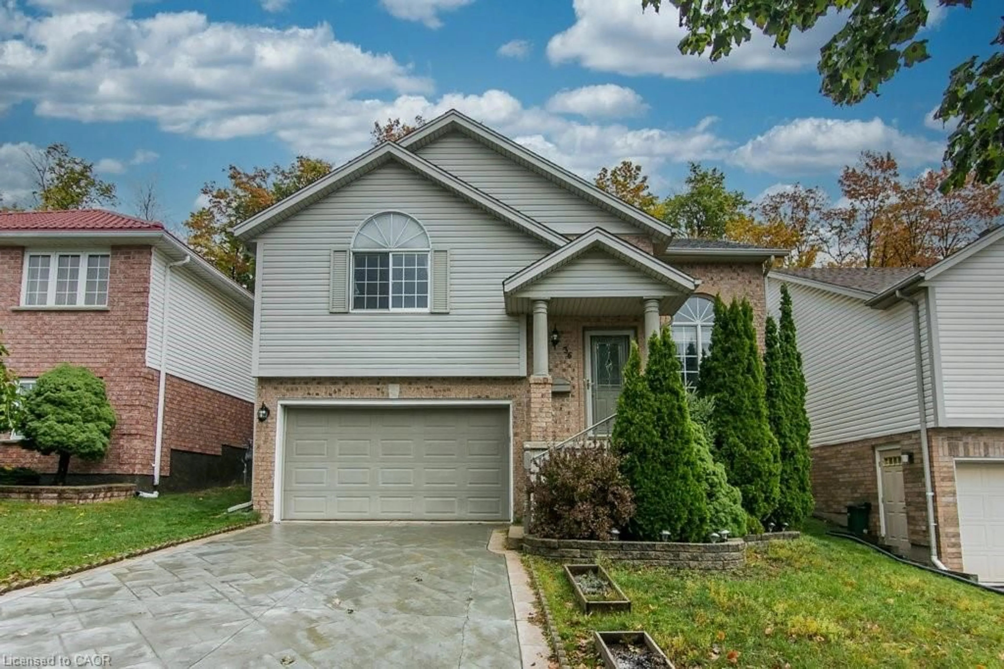 Home with vinyl exterior material, street for 36 Dunnigan Dr, Kitchener Ontario N2B 3W5
