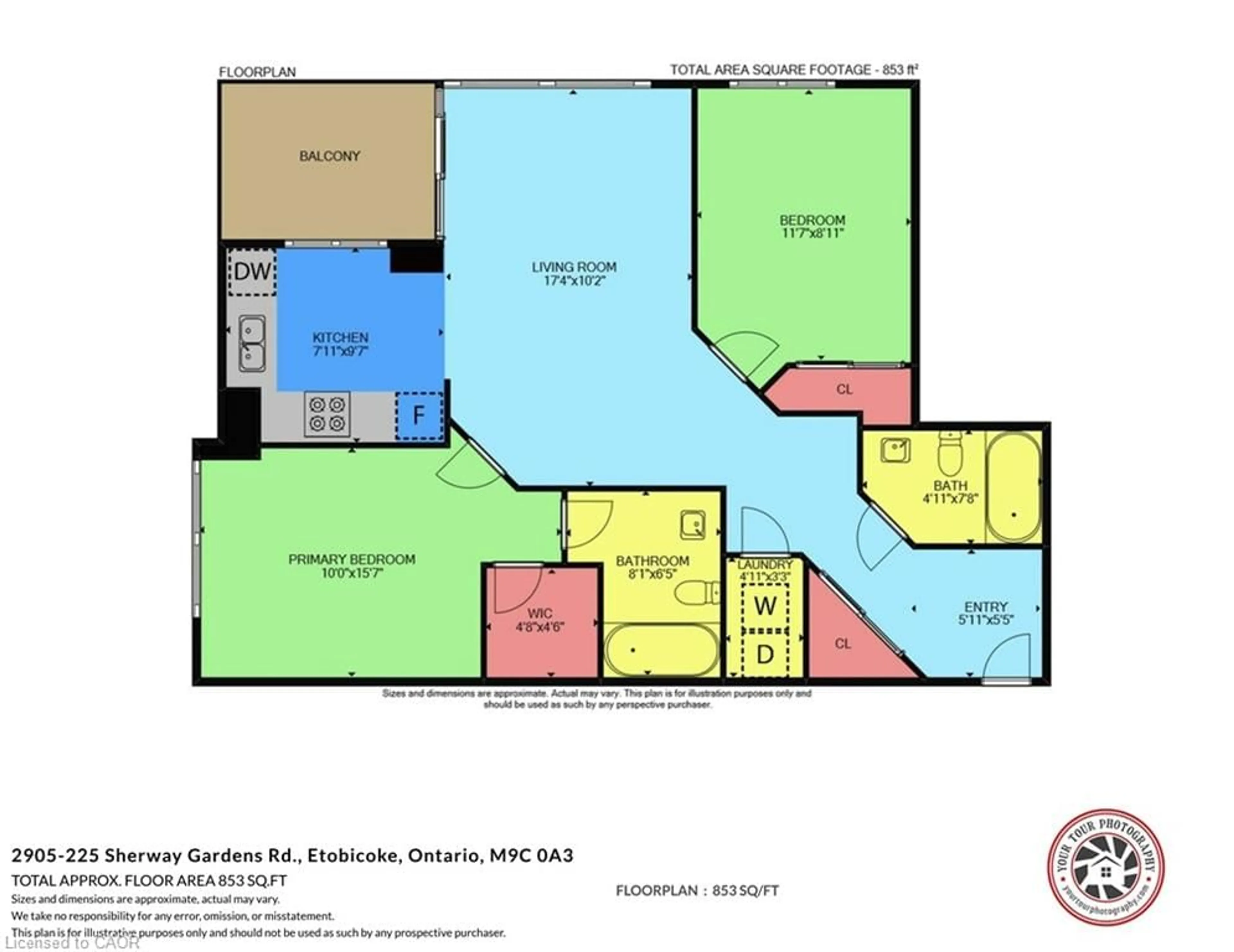 Floor plan for 225 Sherway Gardens Rd #2905, Etobicoke Ontario M9C 0A3
