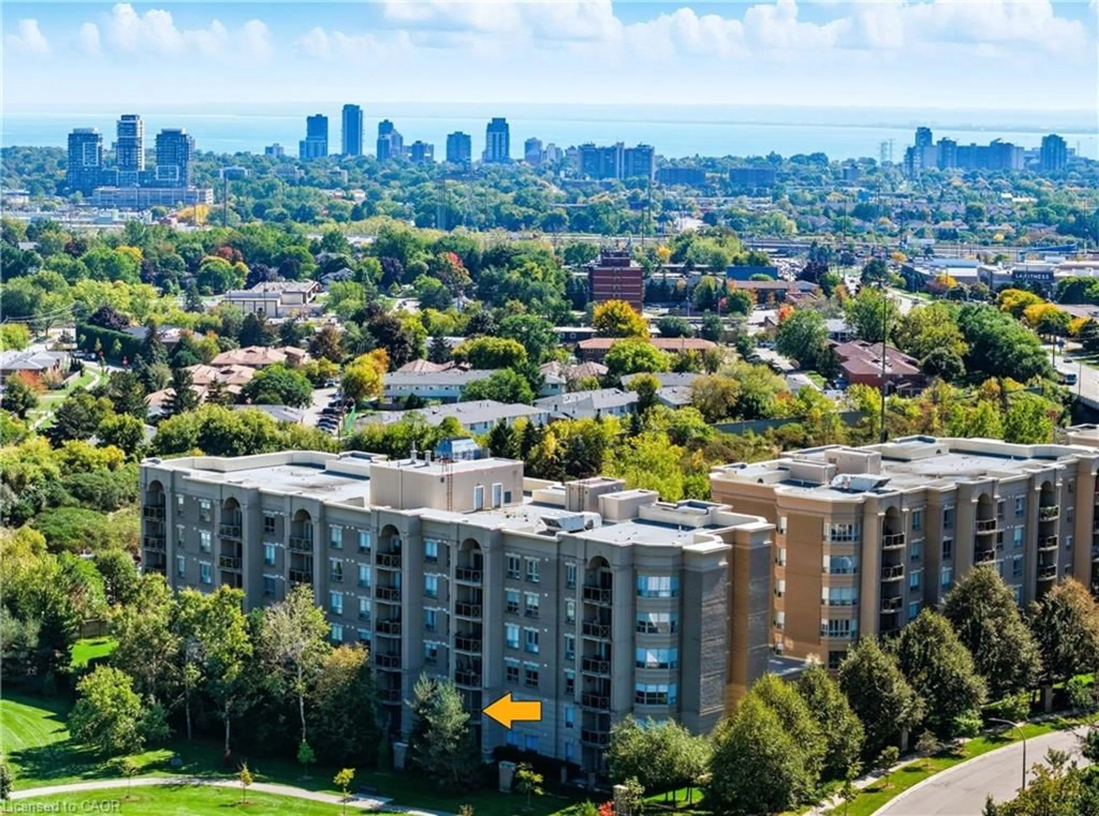 A pic from outside/outdoor area/front of a property/back of a property/a pic from drone, city buildings view from balcony for 2075 Amherst Heights Dr #211, Burlington Ontario L7P 5B8