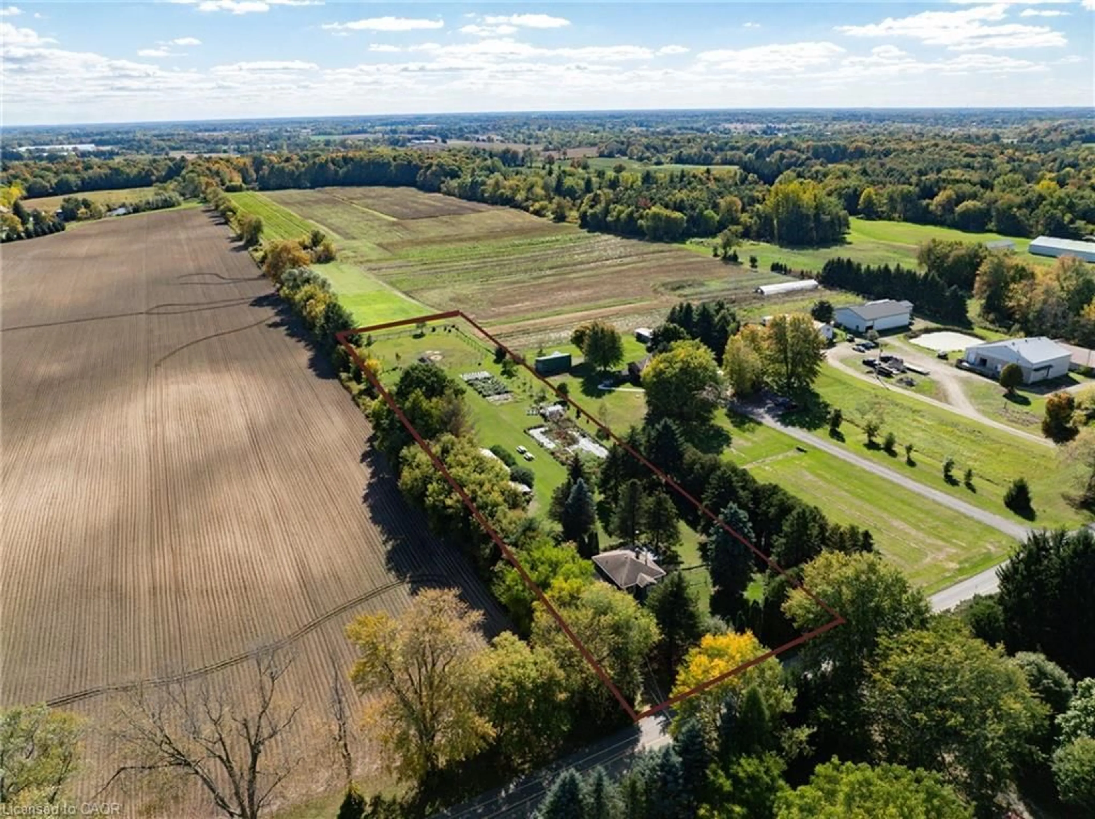 A pic from outside/outdoor area/front of a property/back of a property/a pic from drone, forest/trees view for 1704 2nd Concession Rd, Flamborough Ontario L0R 1T0