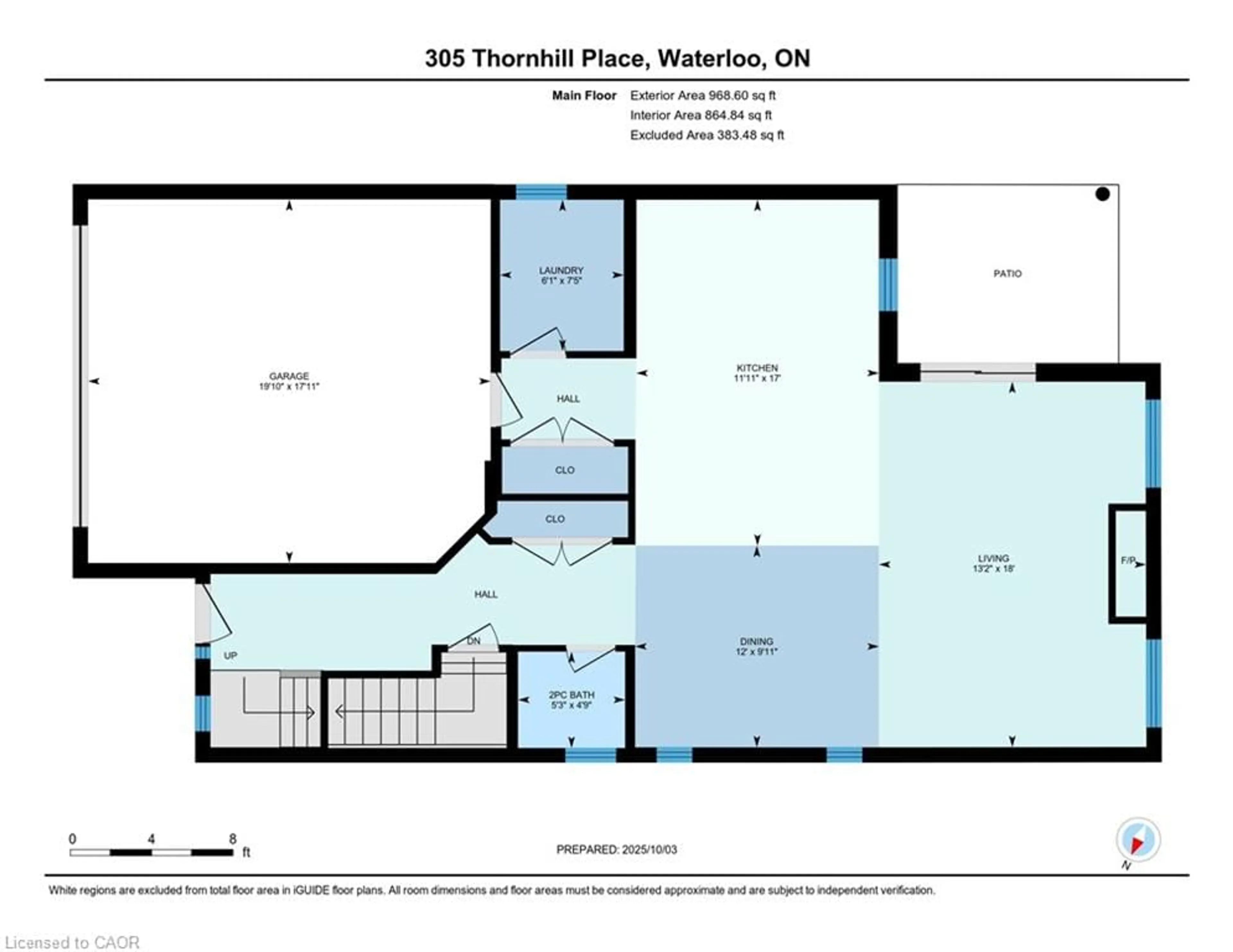 Floor plan for 305 Thornhill Pl, Waterloo Ontario N2T 0A9