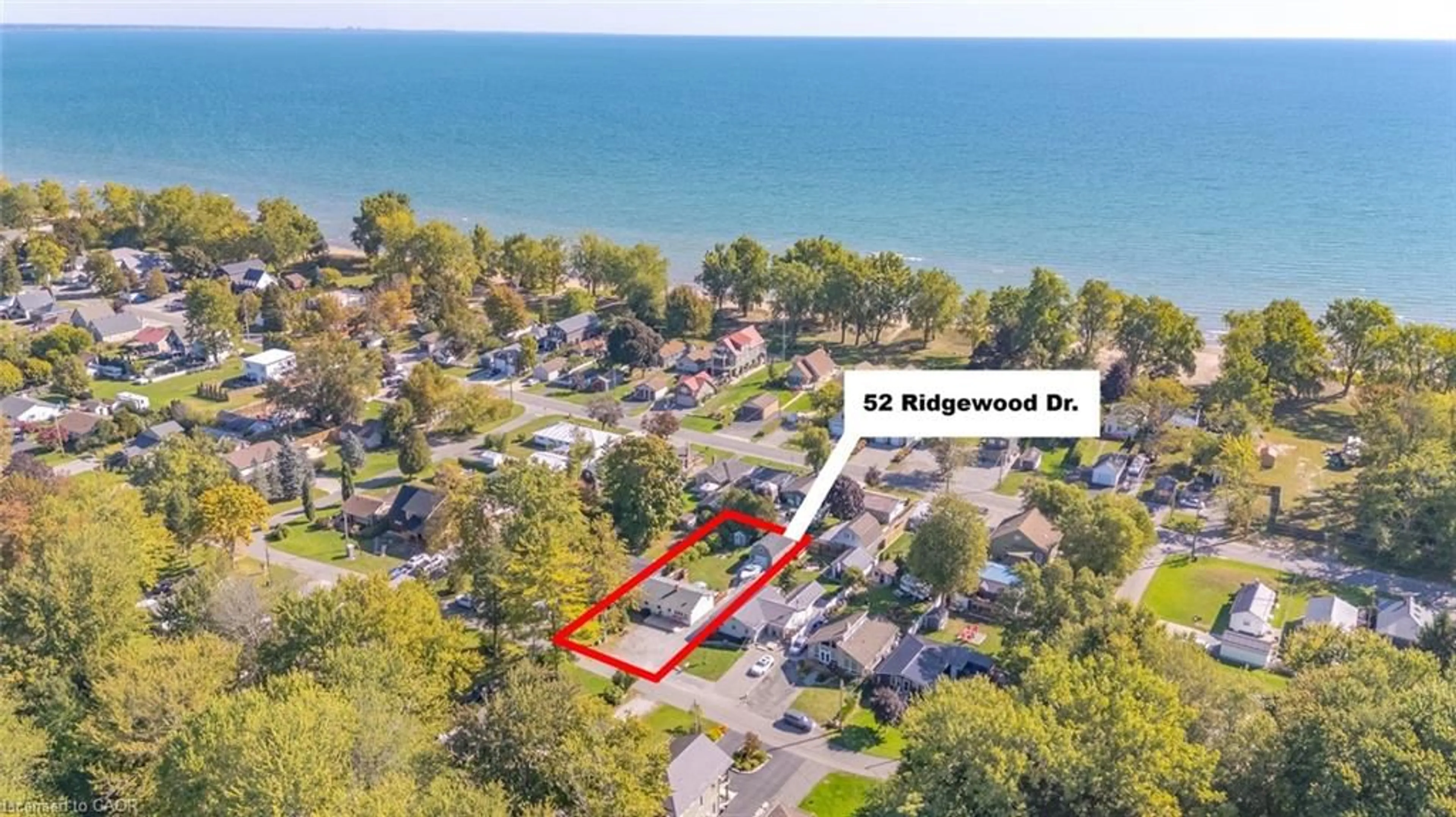 A pic from outside/outdoor area/front of a property/back of a property/a pic from drone, water/lake/river/ocean view for 52 Ridgewood Dr, Turkey Point Ontario N0E 1W0