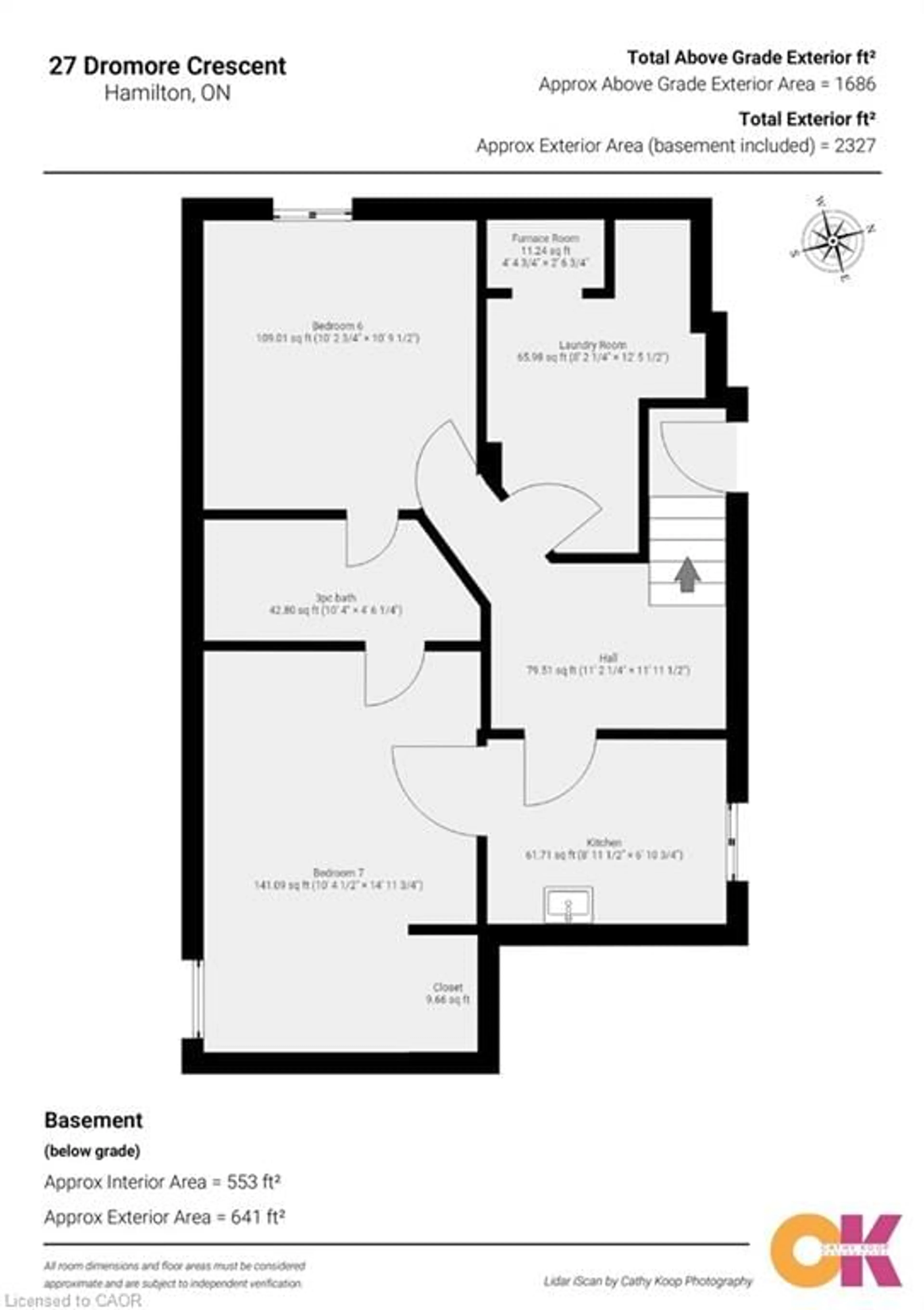 Floor plan for 27 Dromore Cres, Hamilton Ontario L8S 4A8