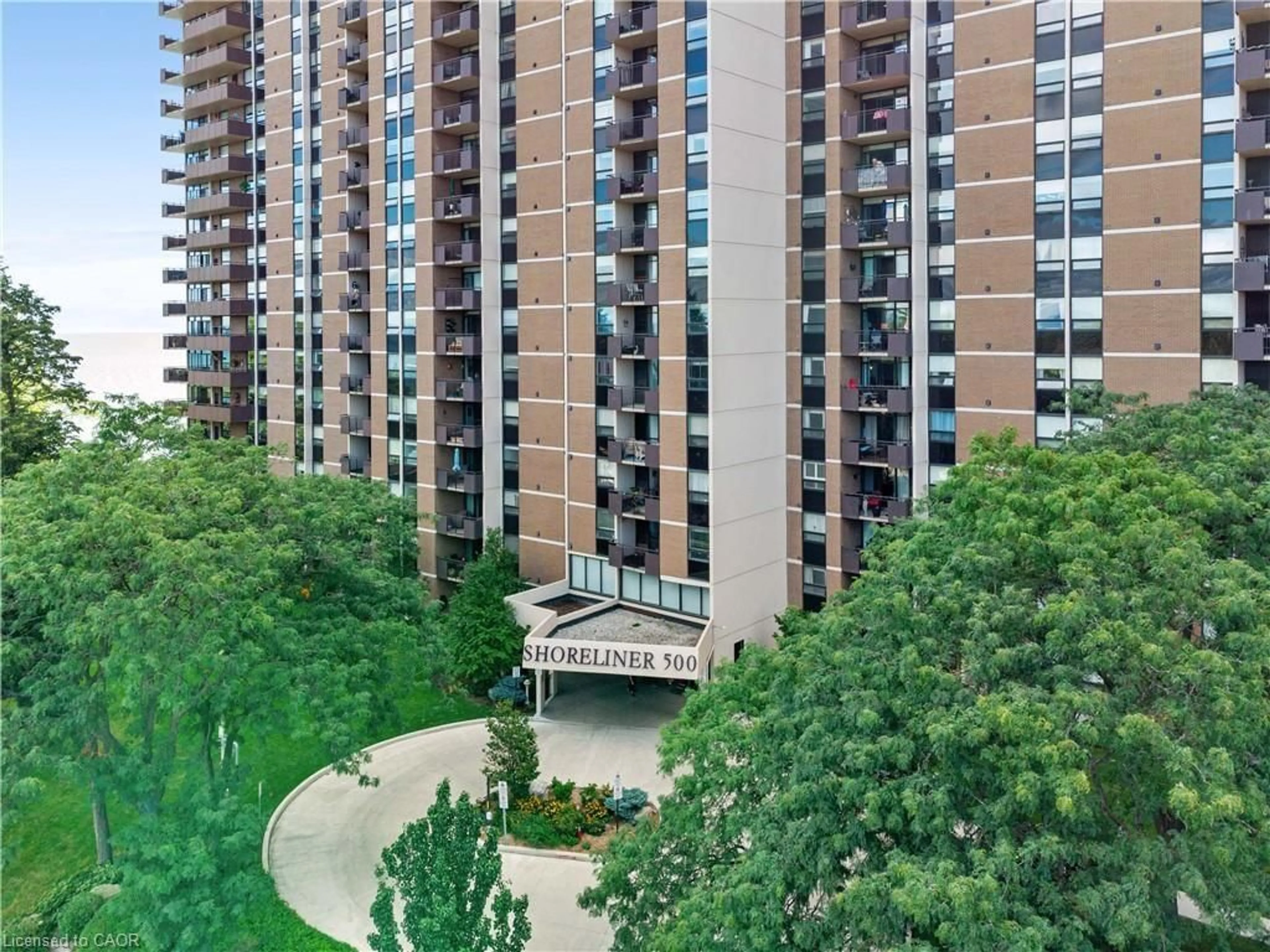 A pic from outside/outdoor area/front of a property/back of a property/a pic from drone, city buildings view from balcony for 500 Green Rd #303, Stoney Creek Ontario L8E 3M6