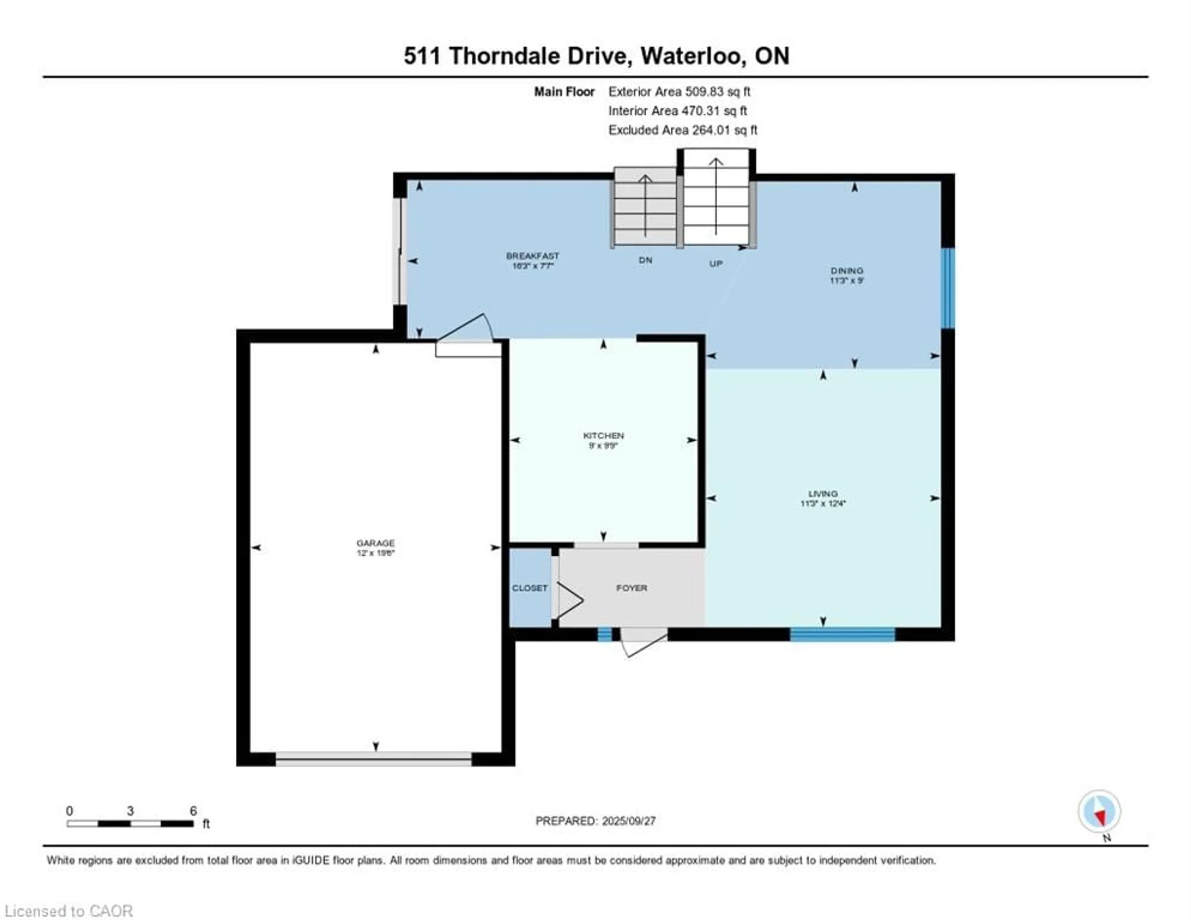 Floor plan for 511 Thorndale Dr, Waterloo Ontario N2T 2A2