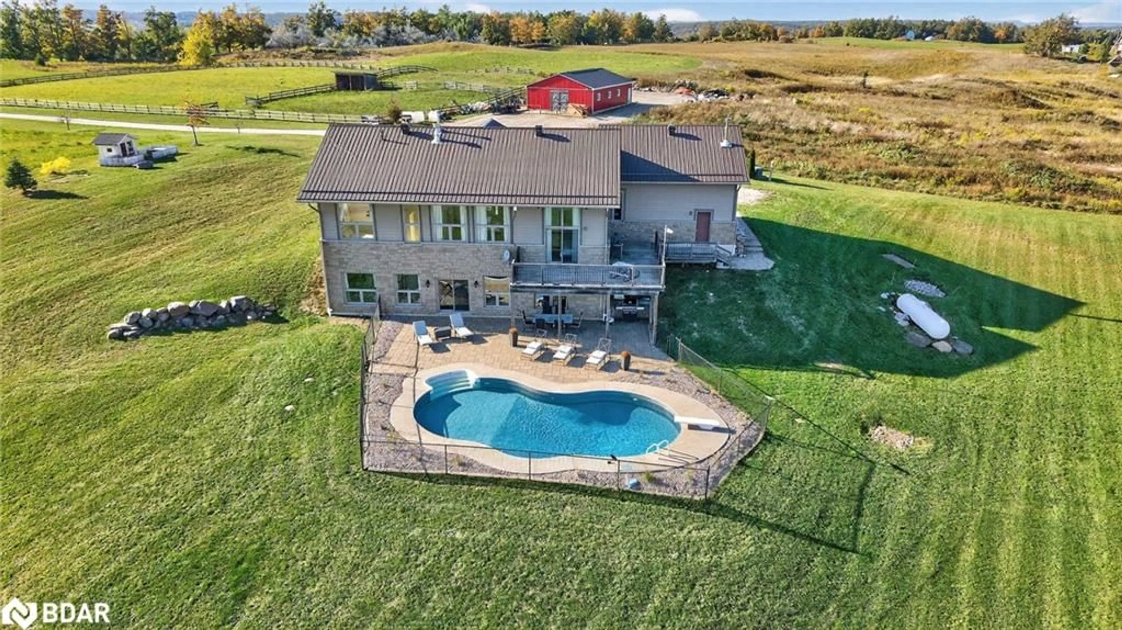 A pic from outside/outdoor area/front of a property/back of a property/a pic from drone, water/lake/river/ocean view for 796271 3rd Line E Line, Mulmur Ontario L9V 0H2