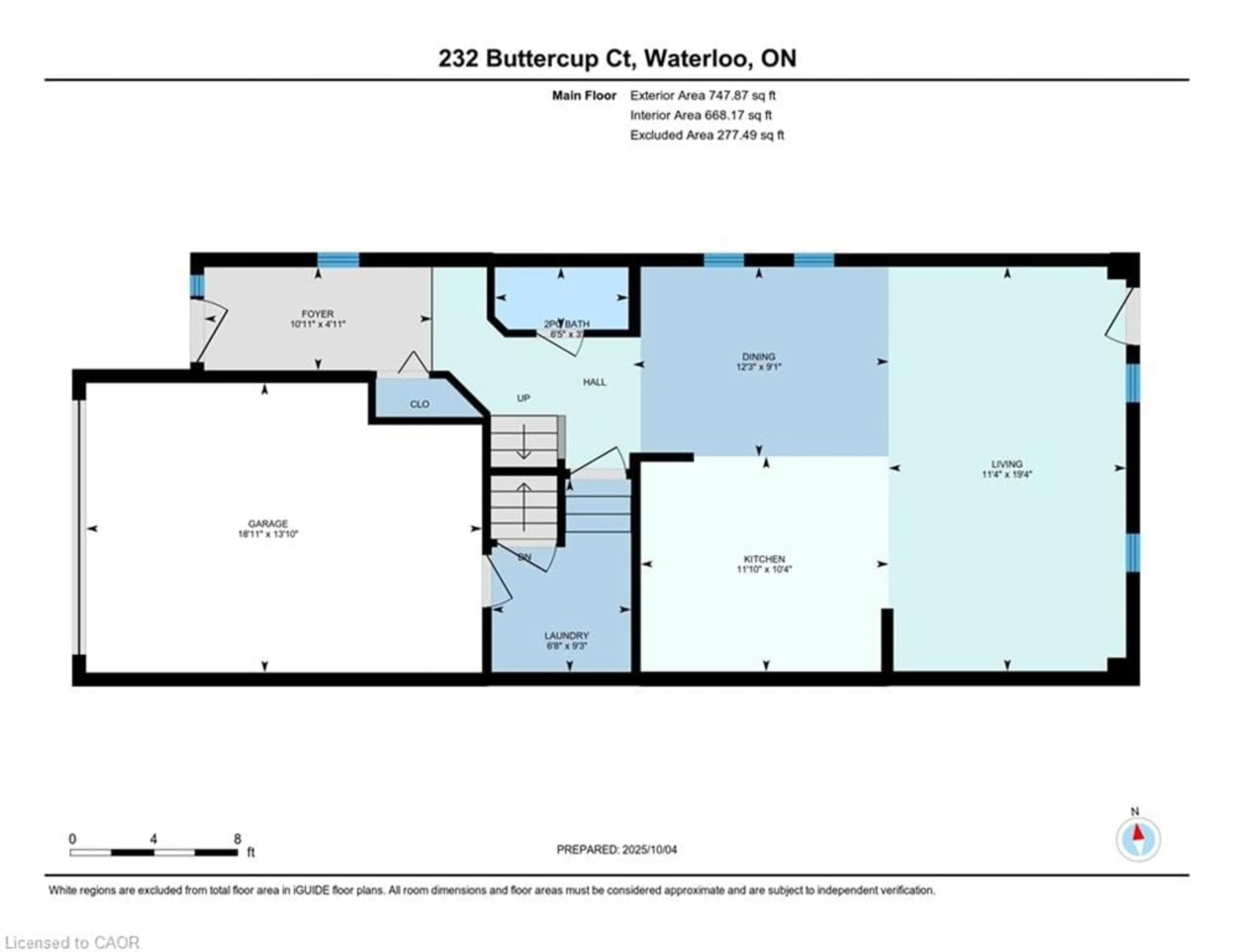 Floor plan for 232 Buttercup Crt, Waterloo Ontario N2V 2W8