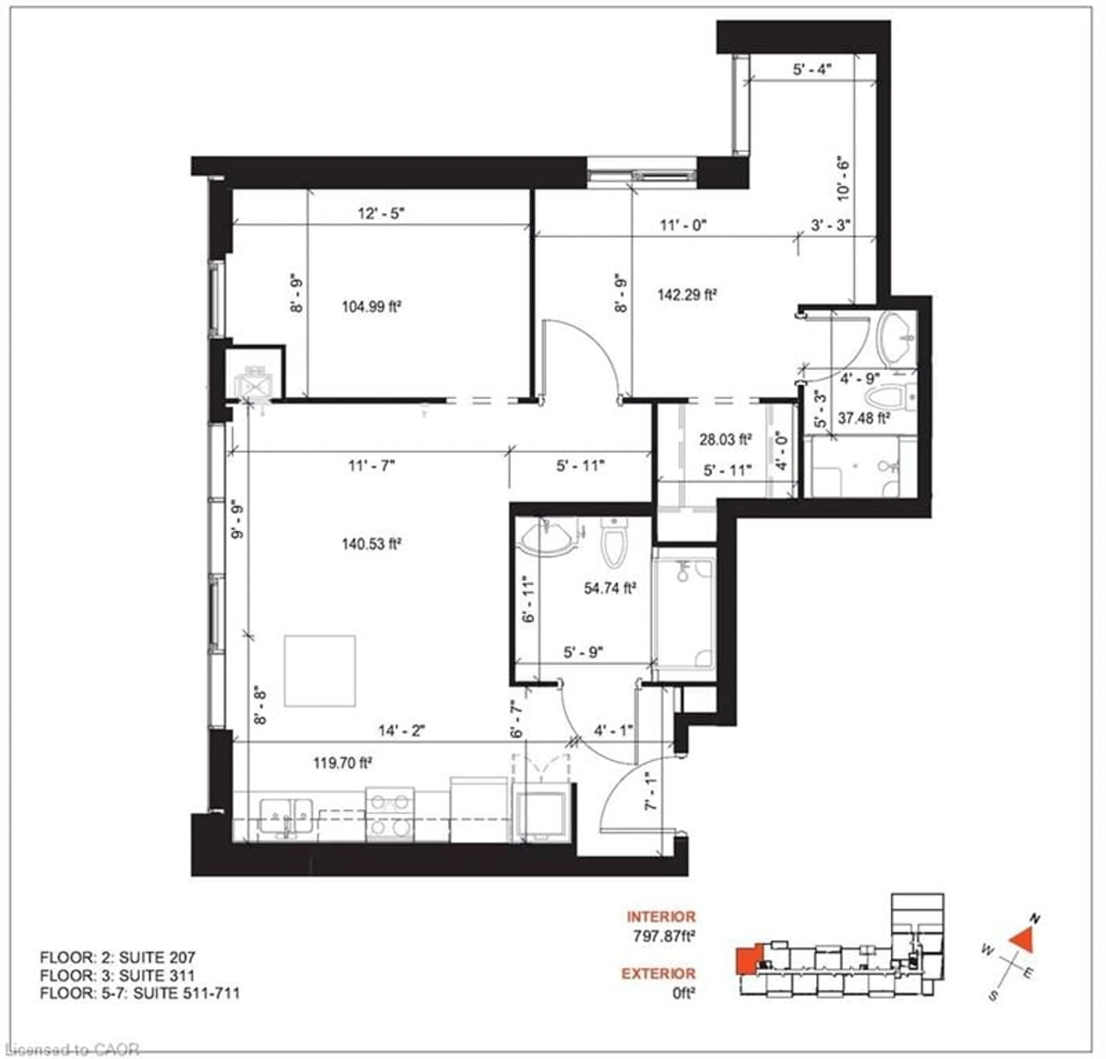Floor plan for 333 Albert St #711, Waterloo Ontario N2L 0L1