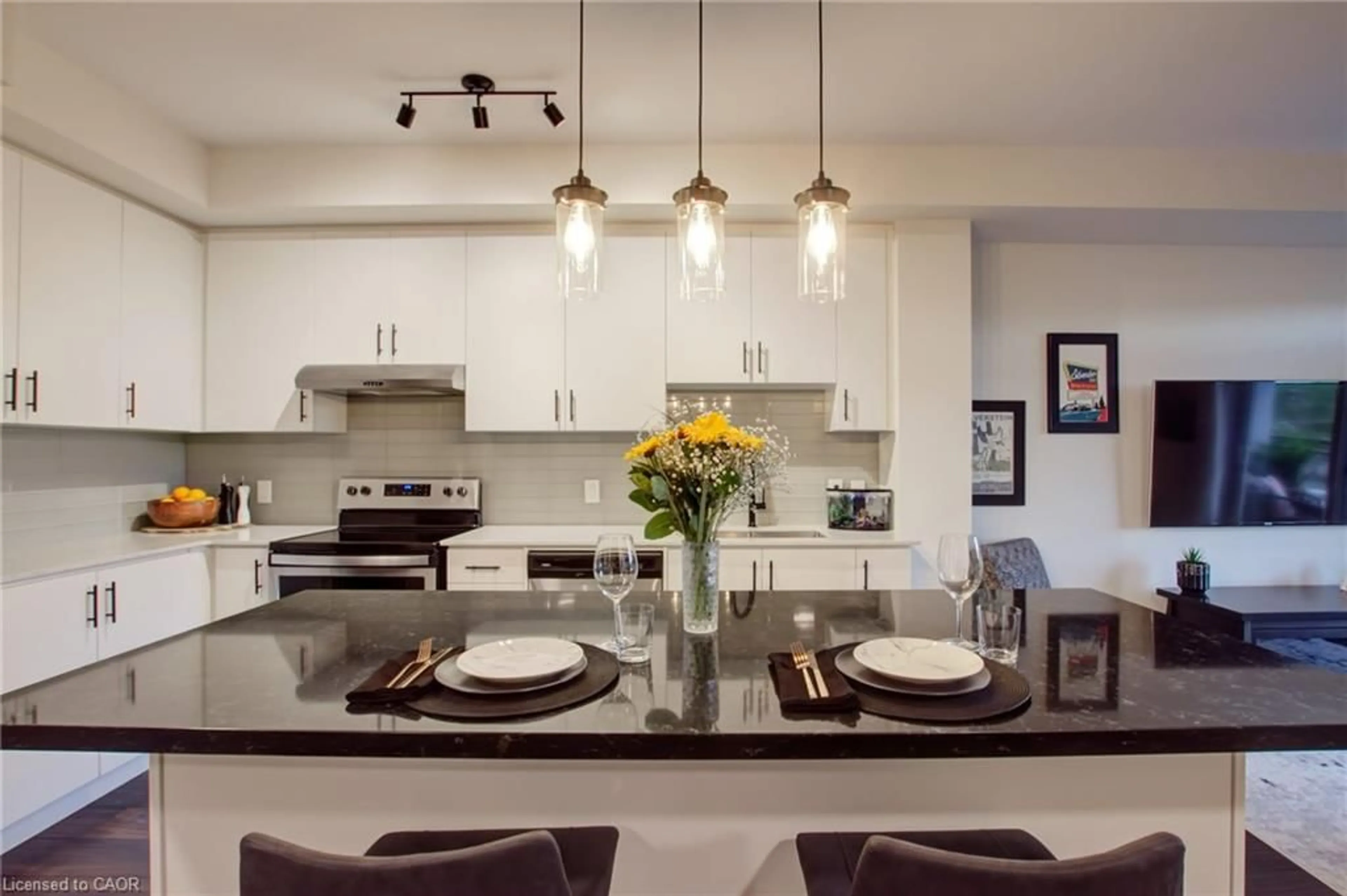 Contemporary kitchen, ceramic/tile floor for 320 Plains Rd #414, Burlington Ontario L7T 0C1