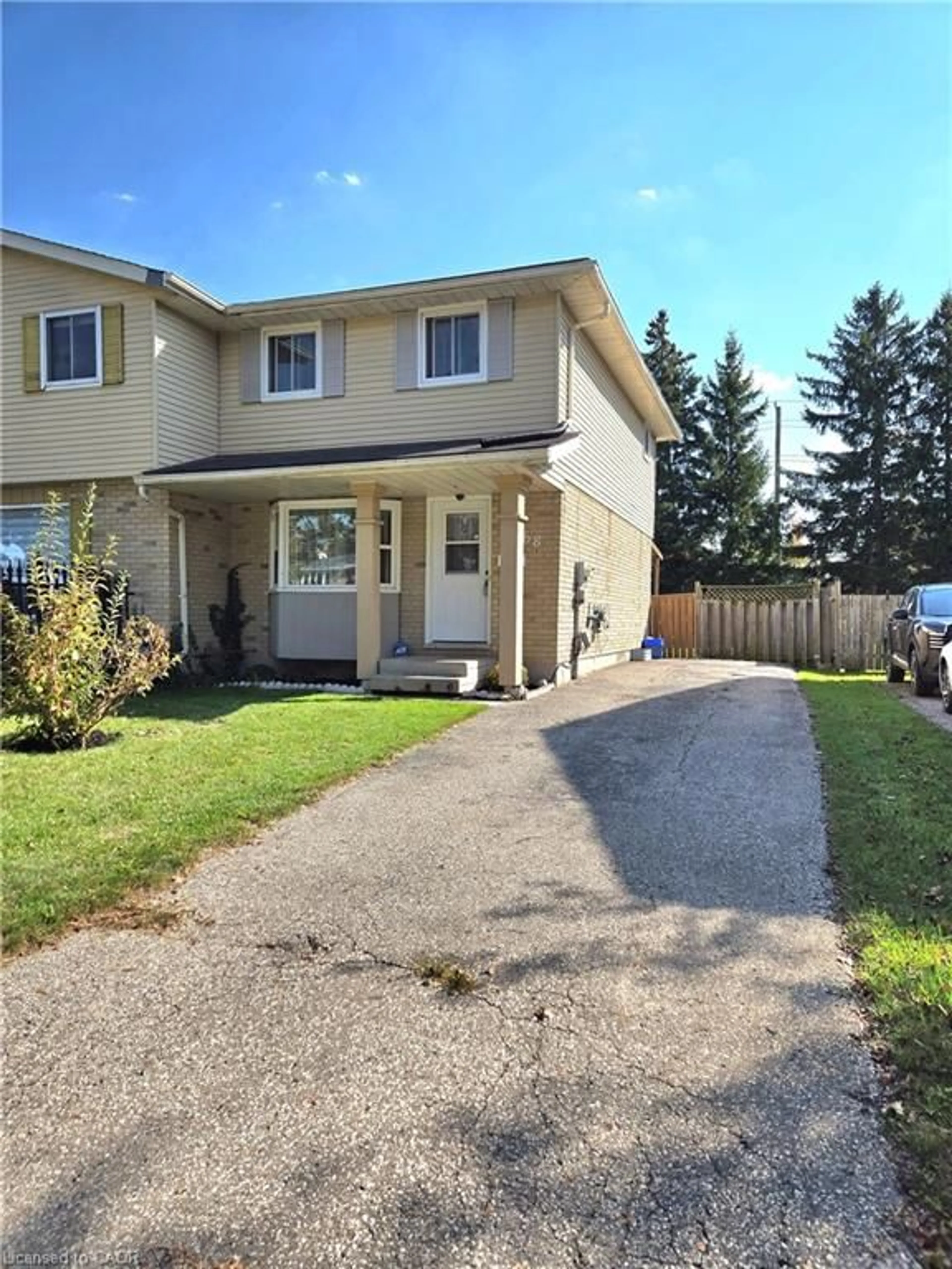 Home with vinyl exterior material, street for 268 The Country Way, Kitchener Ontario N2E 2P9