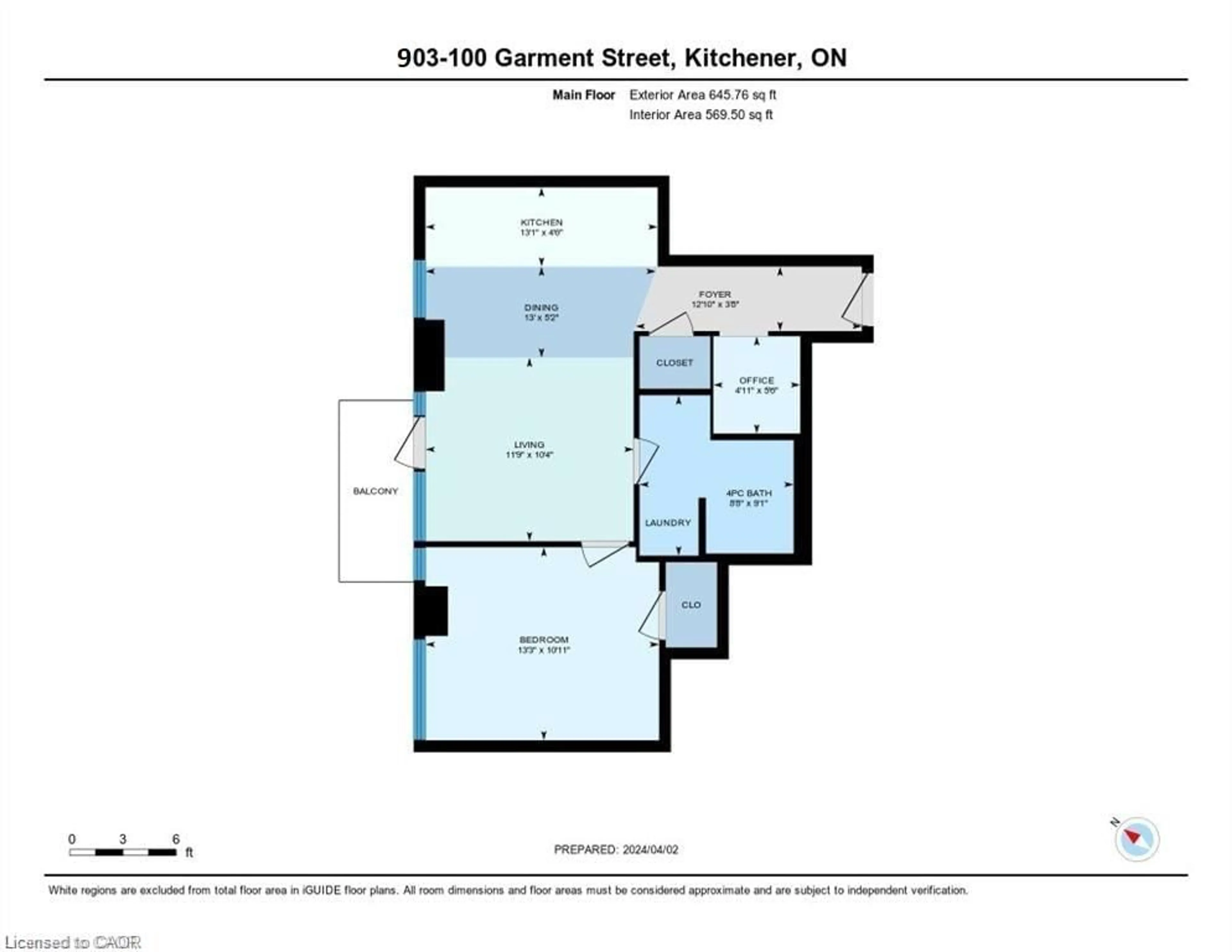 Floor plan for 100 Garment St #903, Kitchener Ontario N2G 0C3