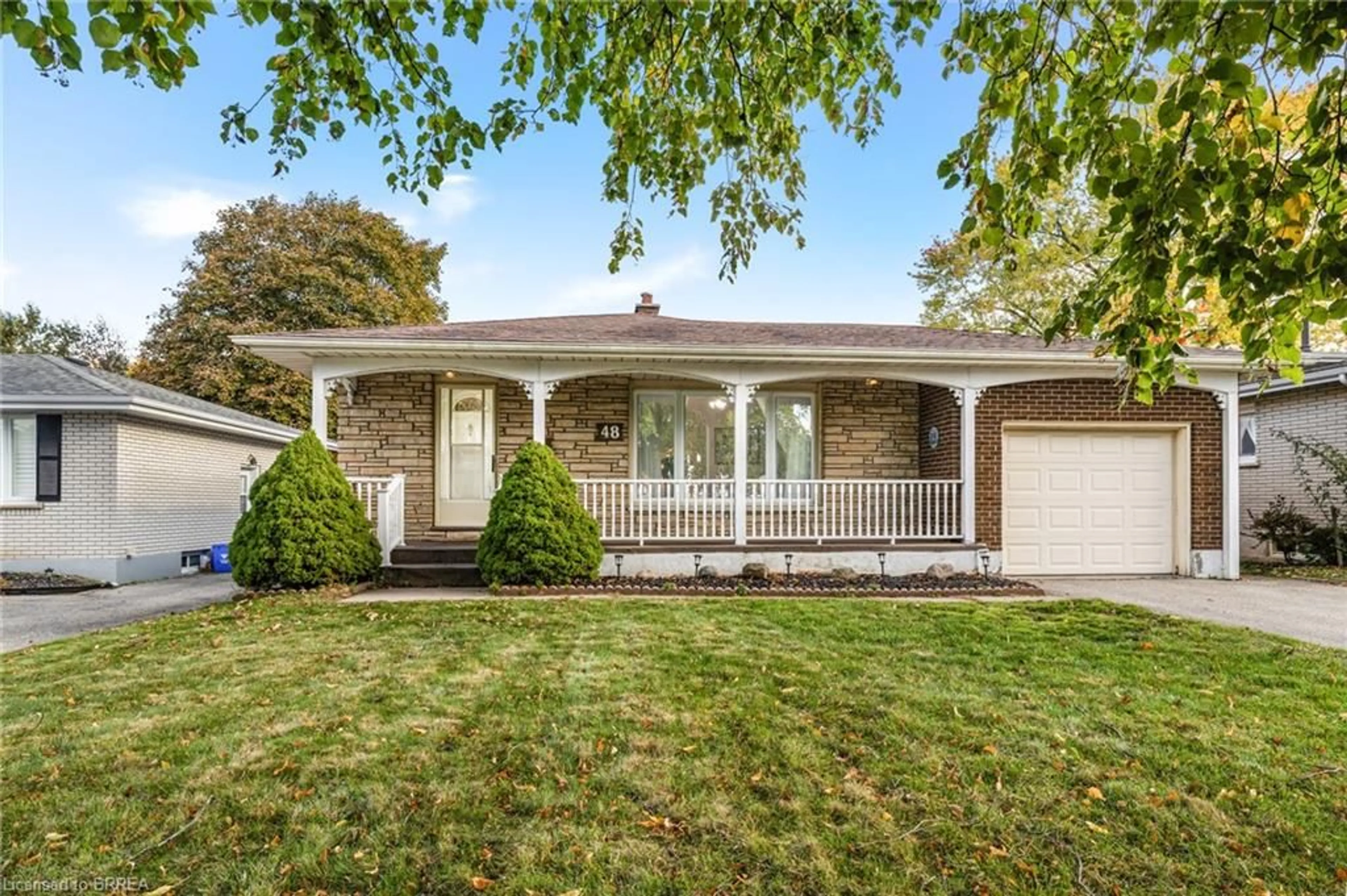 Home with vinyl exterior material, street for 48 Ellenson Dr, Brantford Ontario N3R 3E5