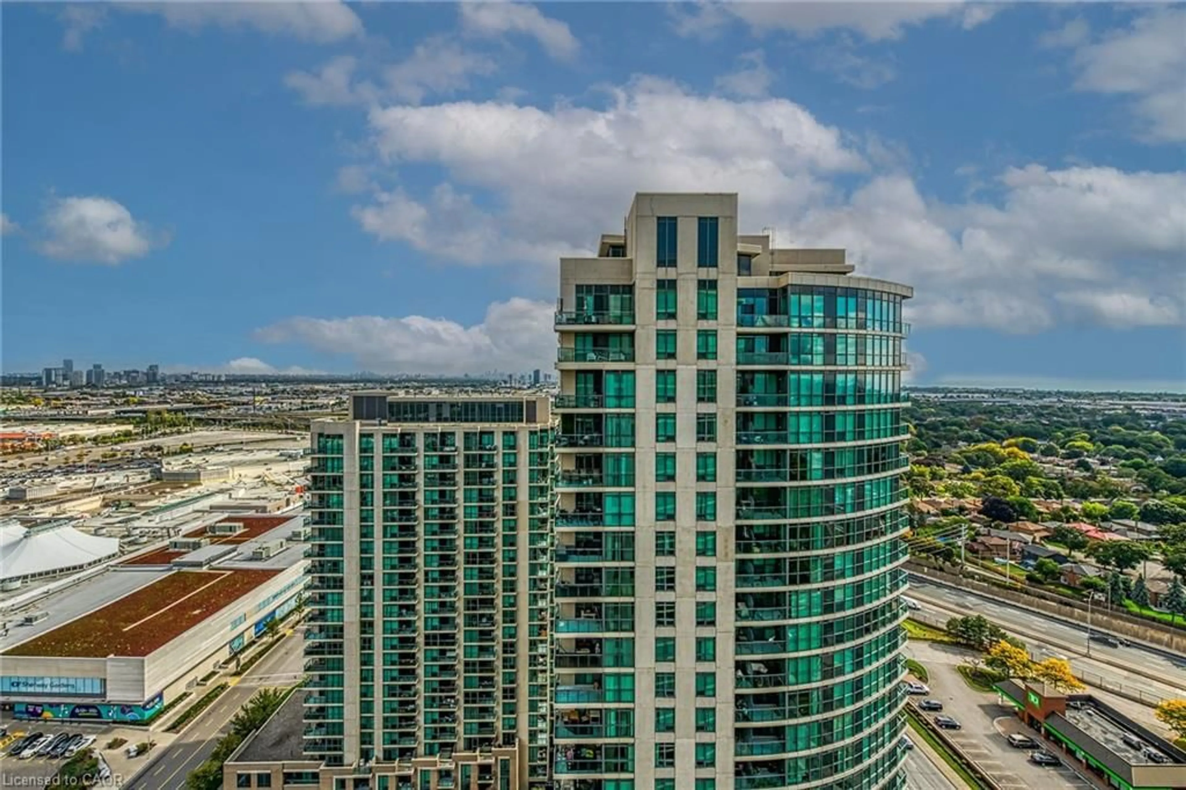 A pic from outside/outdoor area/front of a property/back of a property/a pic from drone, city buildings view from balcony for 225 Sherway Gardens Rd #2905, Etobicoke Ontario M9C 0A3