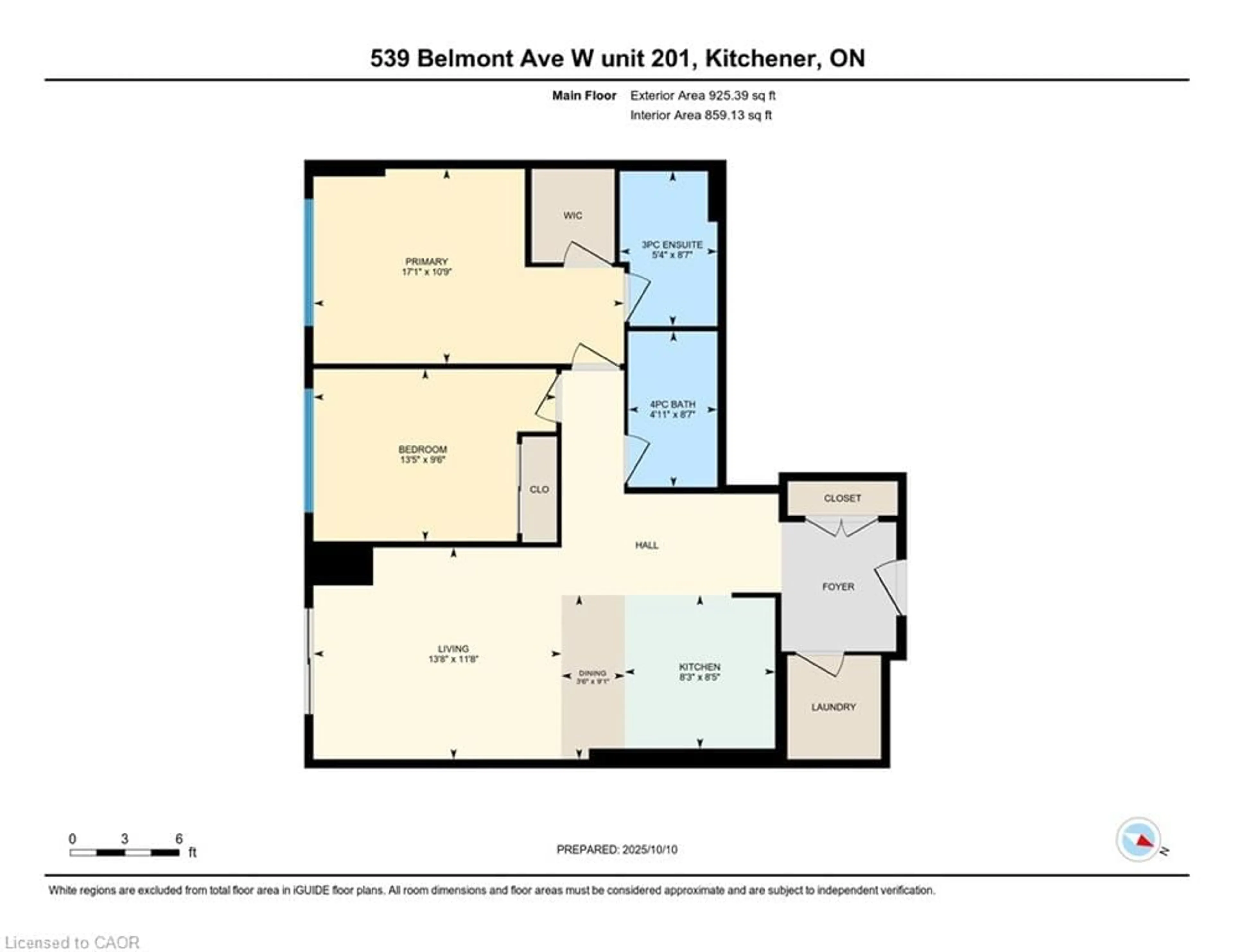Floor plan for 539 Belmont Ave #201, Kitchener Ontario N2M 0A2
