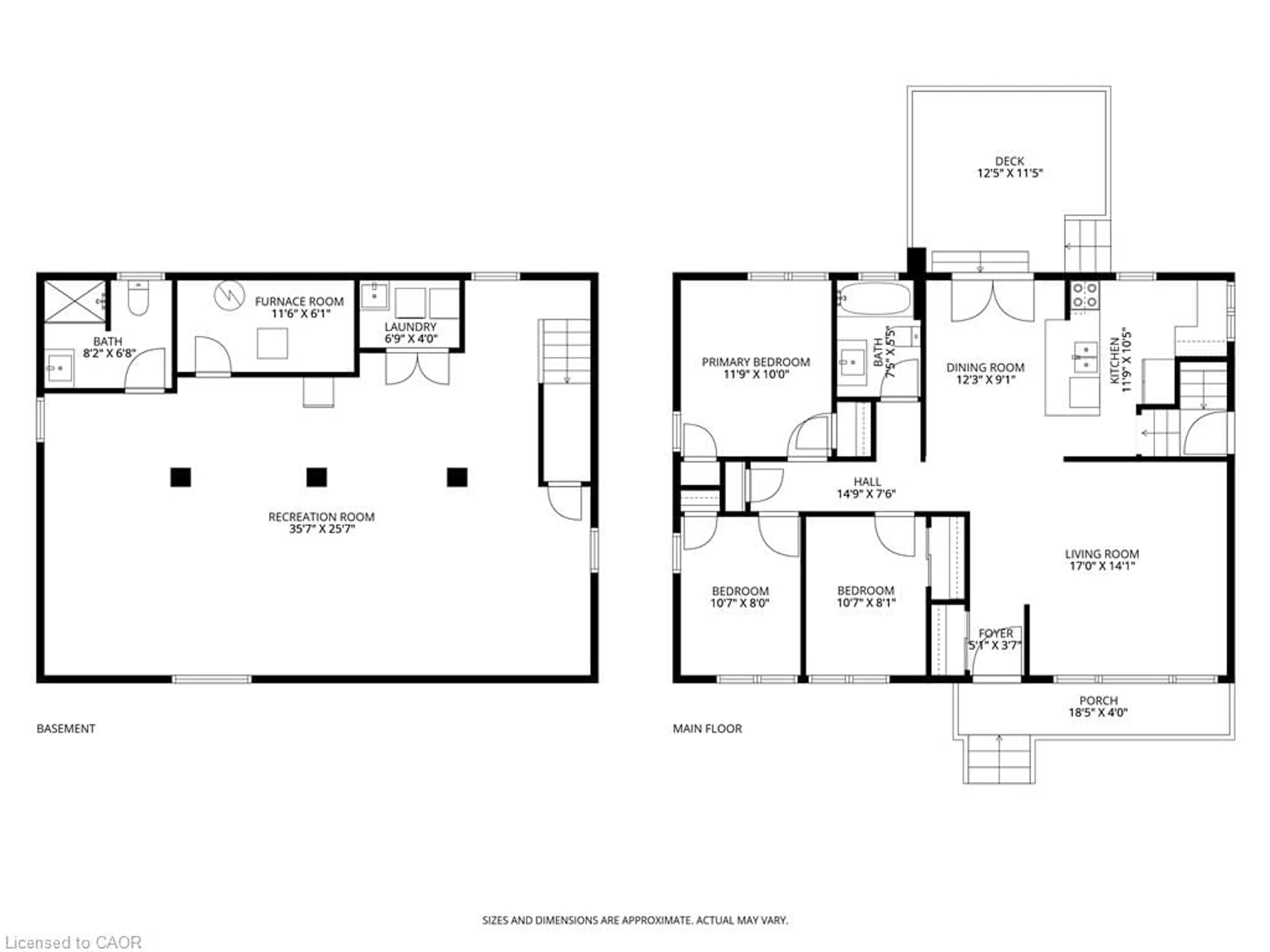 Floor plan for 109 Organ Cres, Hamilton Ontario L8T 1Y8