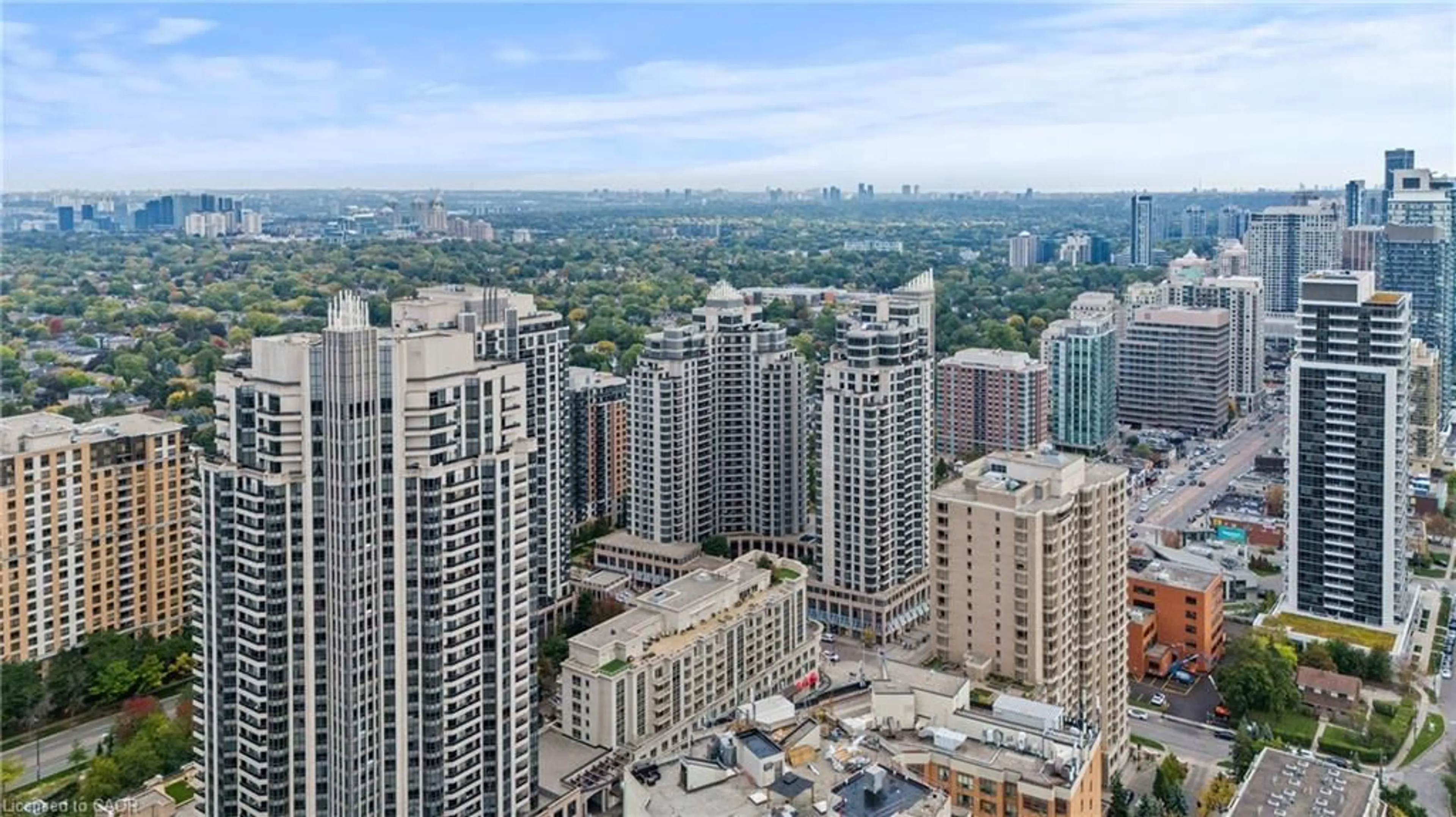 A pic from outside/outdoor area/front of a property/back of a property/a pic from drone, city buildings view from balcony for 15 Northtown Way #1222, Toronto Ontario M2N 7L4