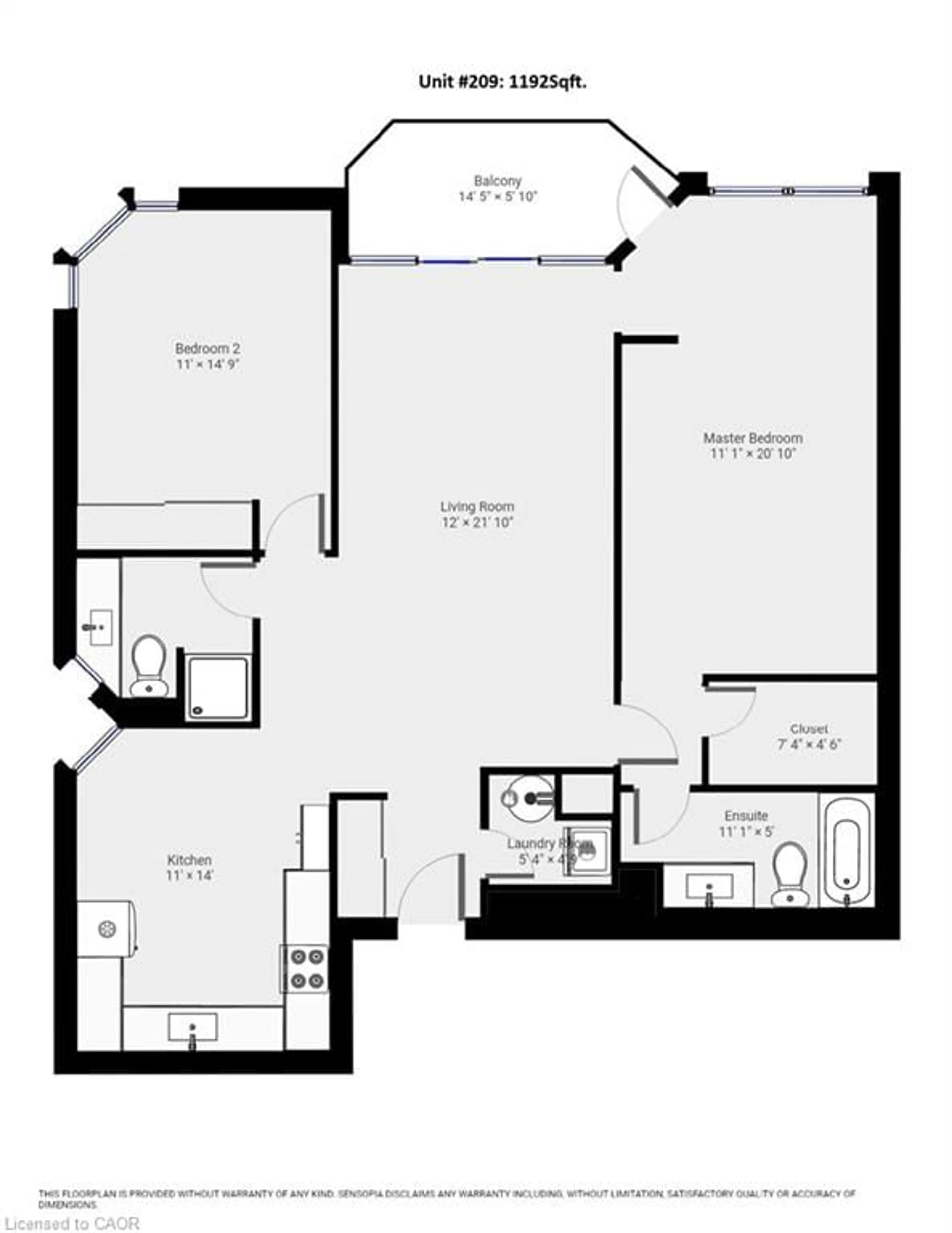 Floor plan for 5080 Pinedale Ave #209, Burlington Ontario L7L 5V7