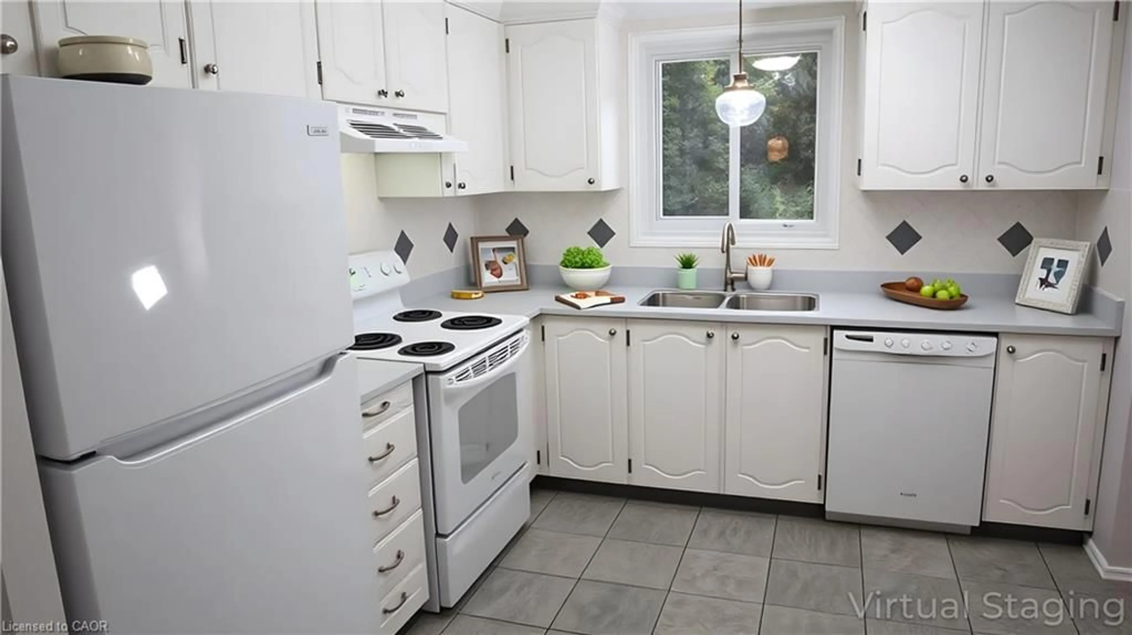 Standard kitchen, ceramic/tile floor for 297 Bluevale St #B, Waterloo Ontario N2J 4H6