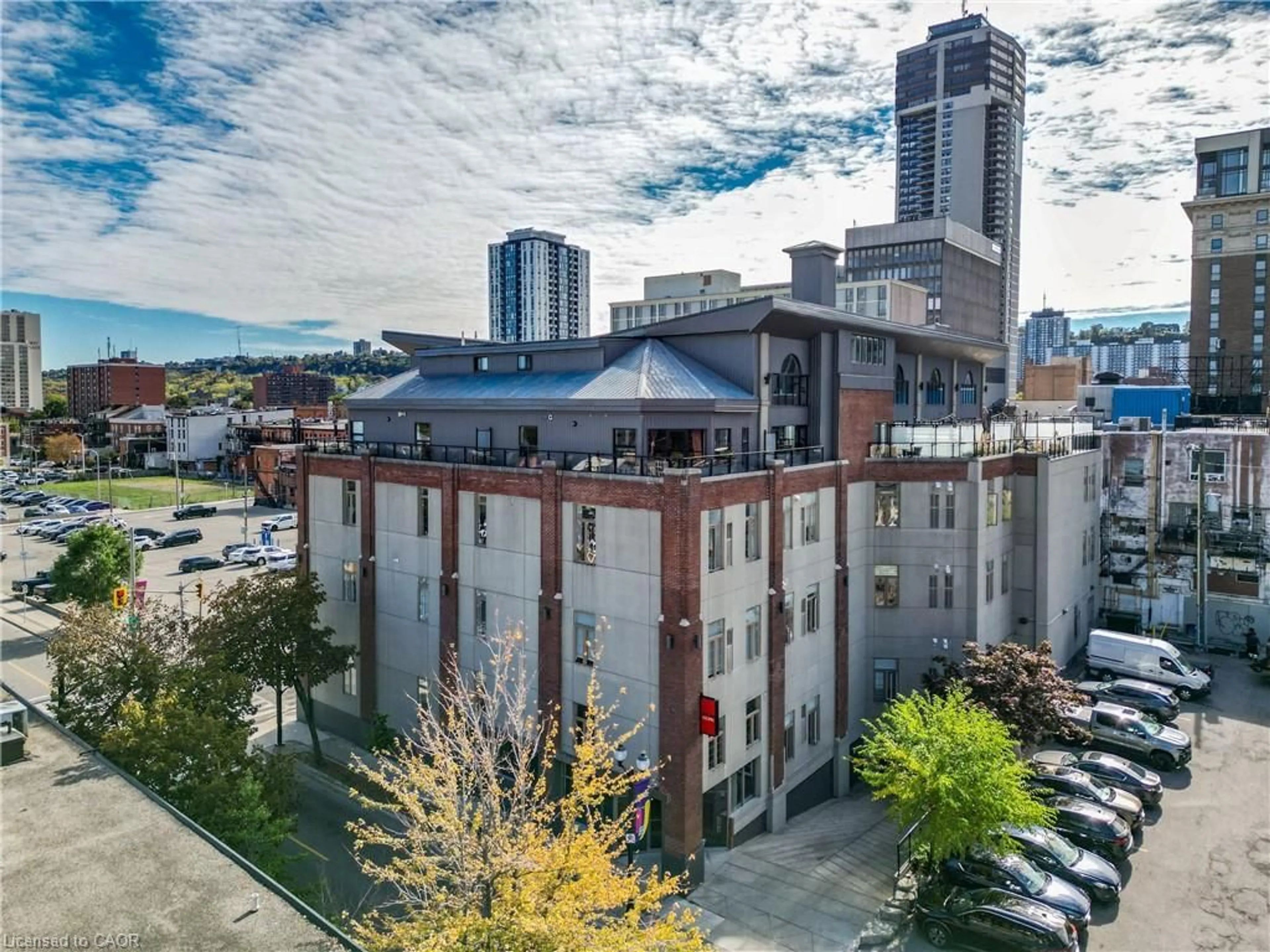 A pic from outside/outdoor area/front of a property/back of a property/a pic from drone, city buildings view from balcony for 80 King William St #404, Hamilton Ontario L8R 0A1