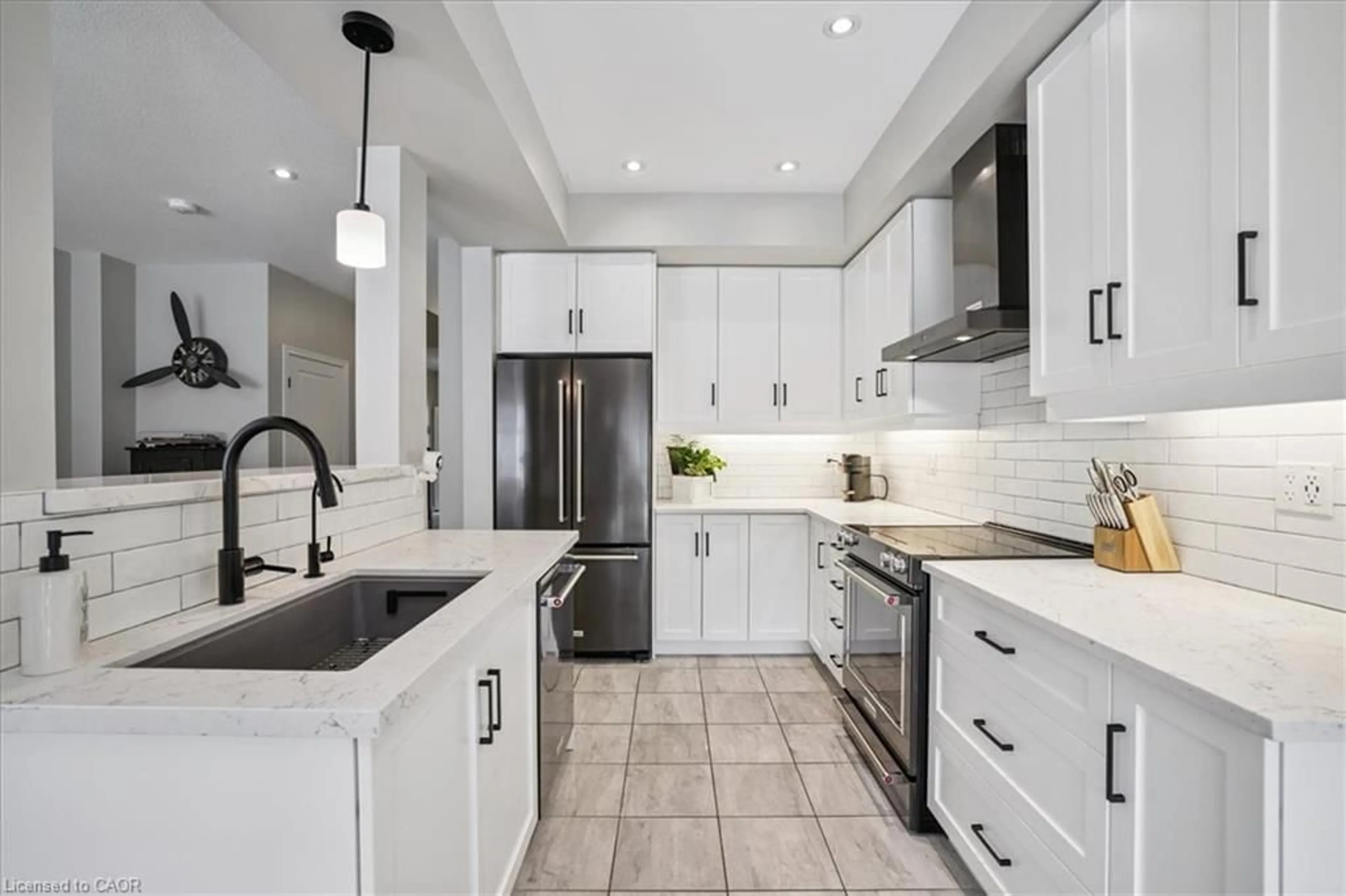 Contemporary kitchen, ceramic/tile floor for 81 Beasley Grove, Ancaster Ontario L9K 0J7