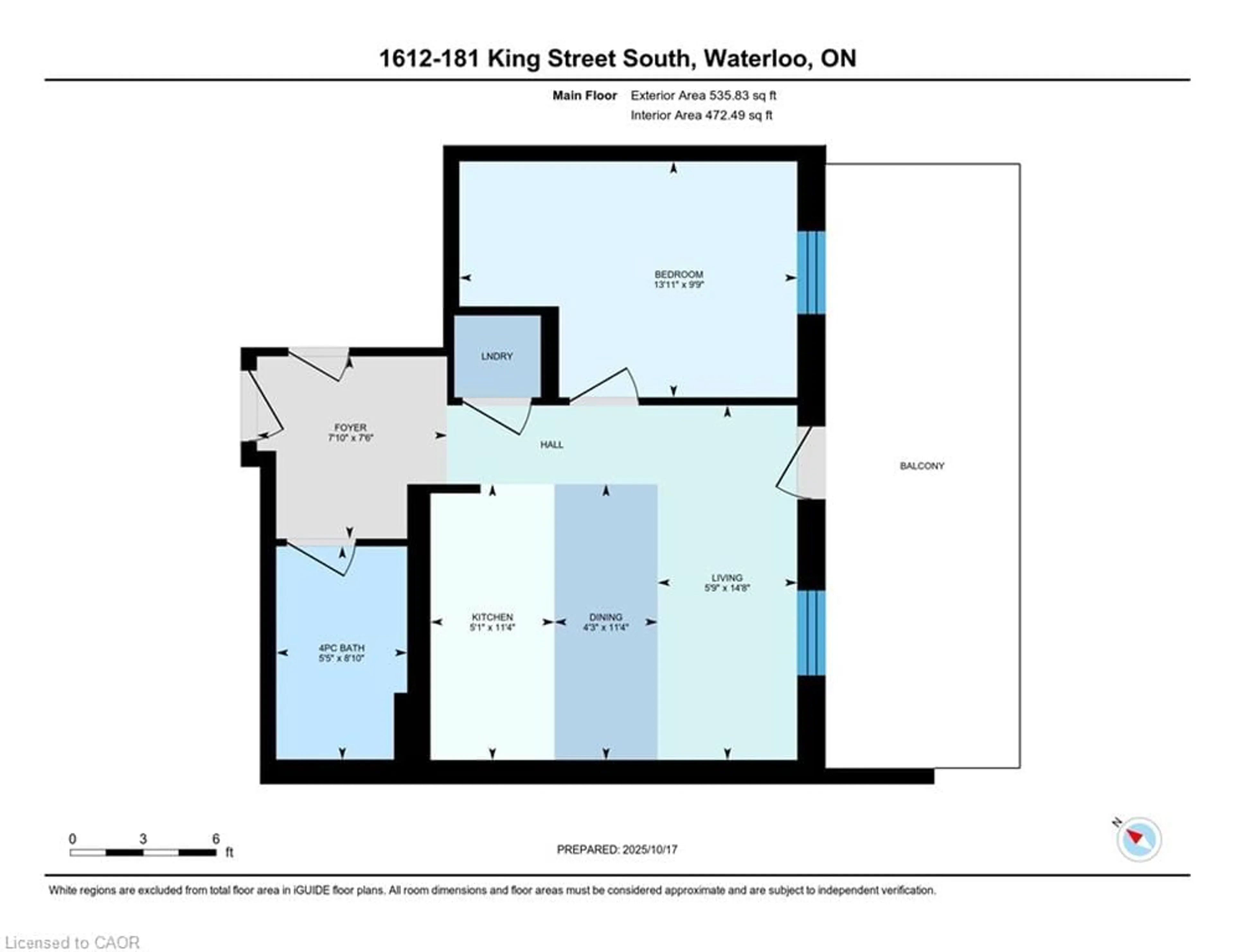 Floor plan for 181 King Street South #1612, Waterloo Ontario N2J 0E7