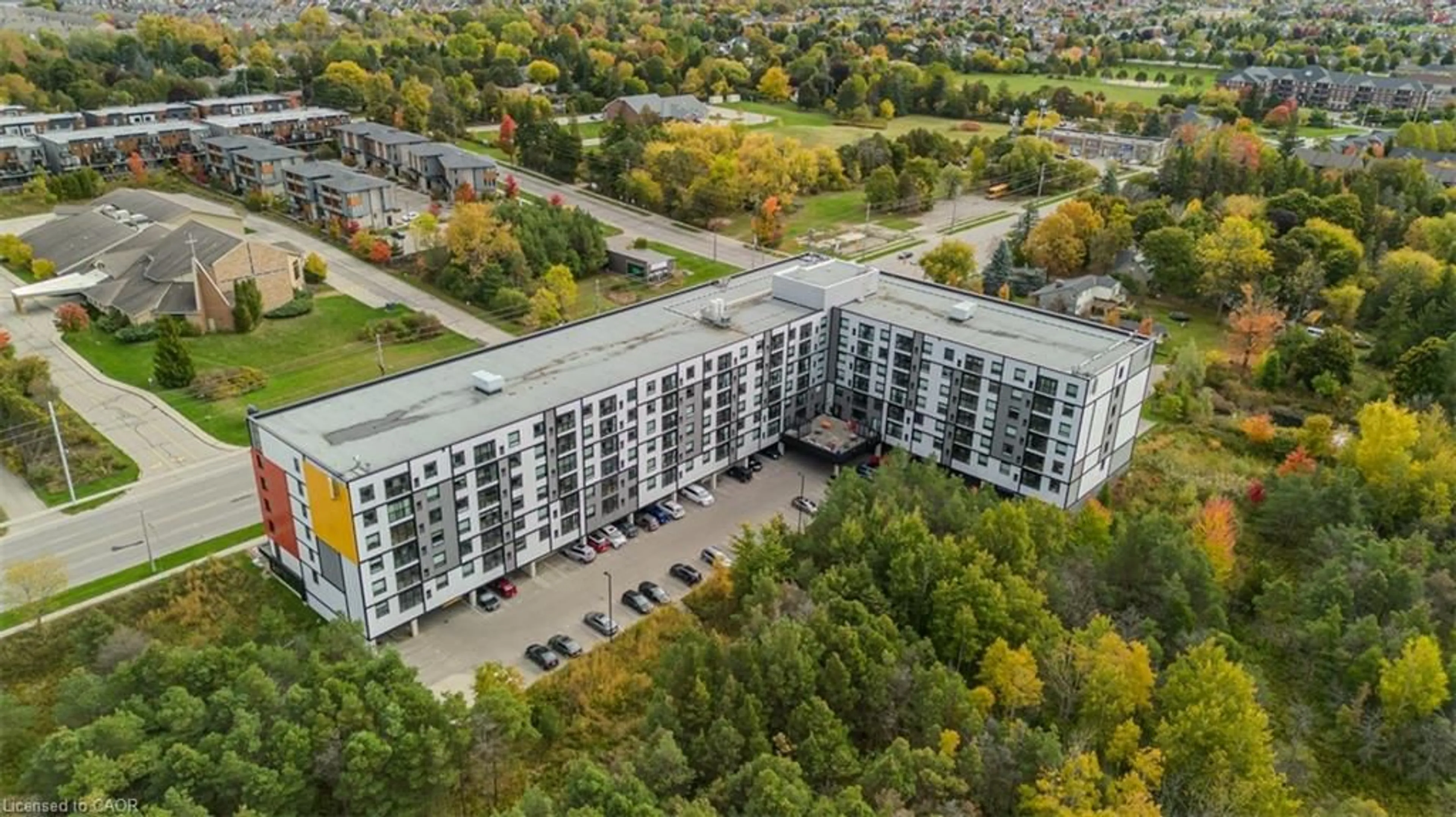 A pic from outside/outdoor area/front of a property/back of a property/a pic from drone, city buildings view from balcony for 1291 Gordon St #526, Guelph Ontario N1L 0M5