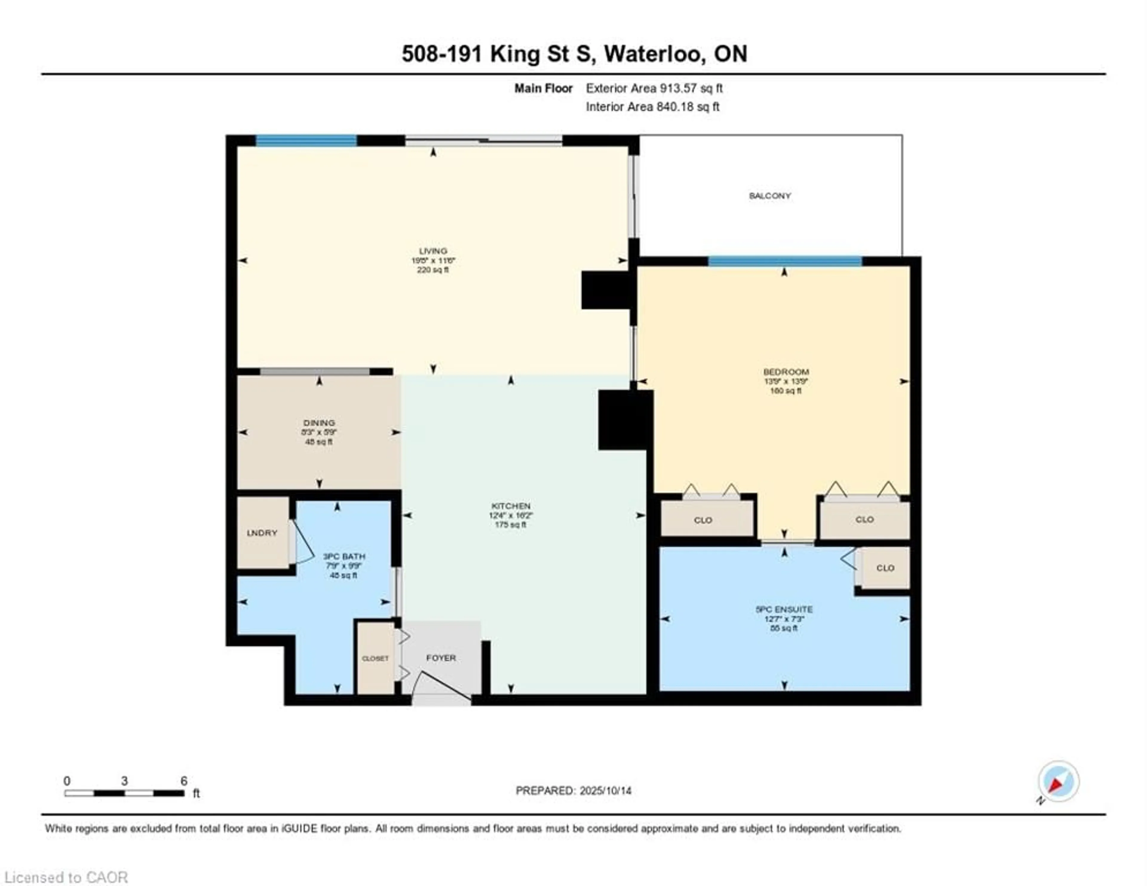 Floor plan for 191 King St #508, Waterloo Ontario N2J 1R1