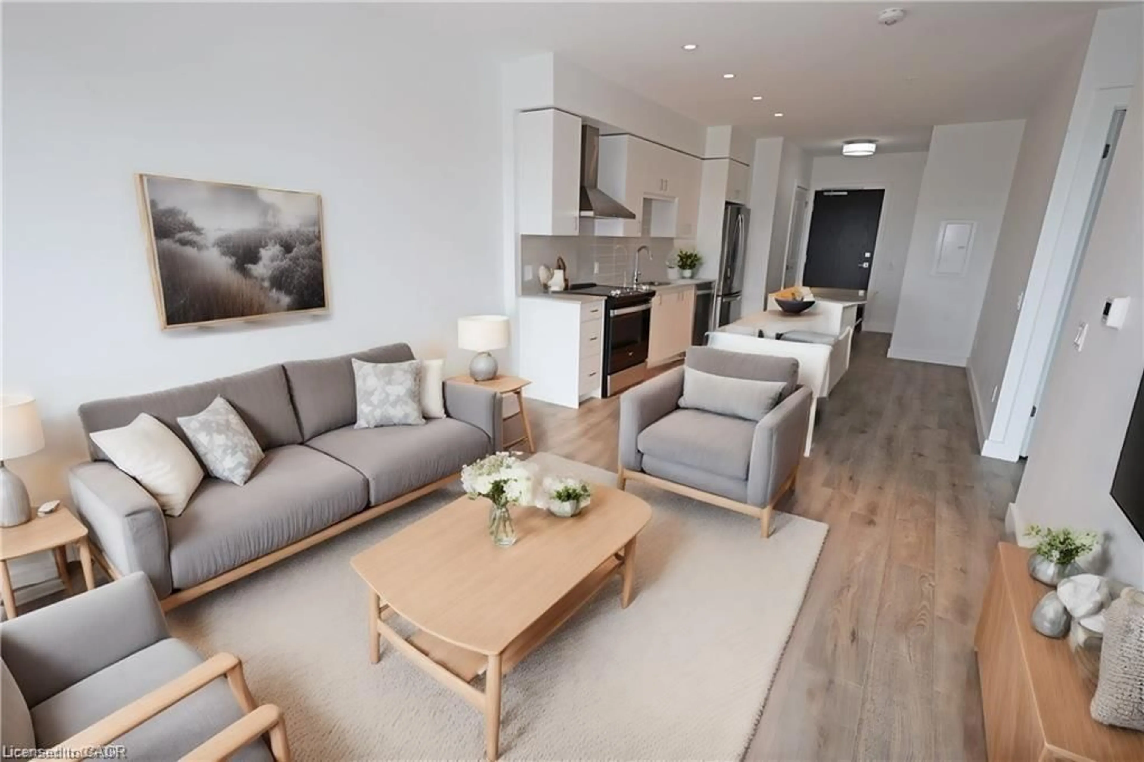 Living room with furniture, wood/laminate floor for 50 Grand Ave #1311, Cambridge Ontario N1S 0C2