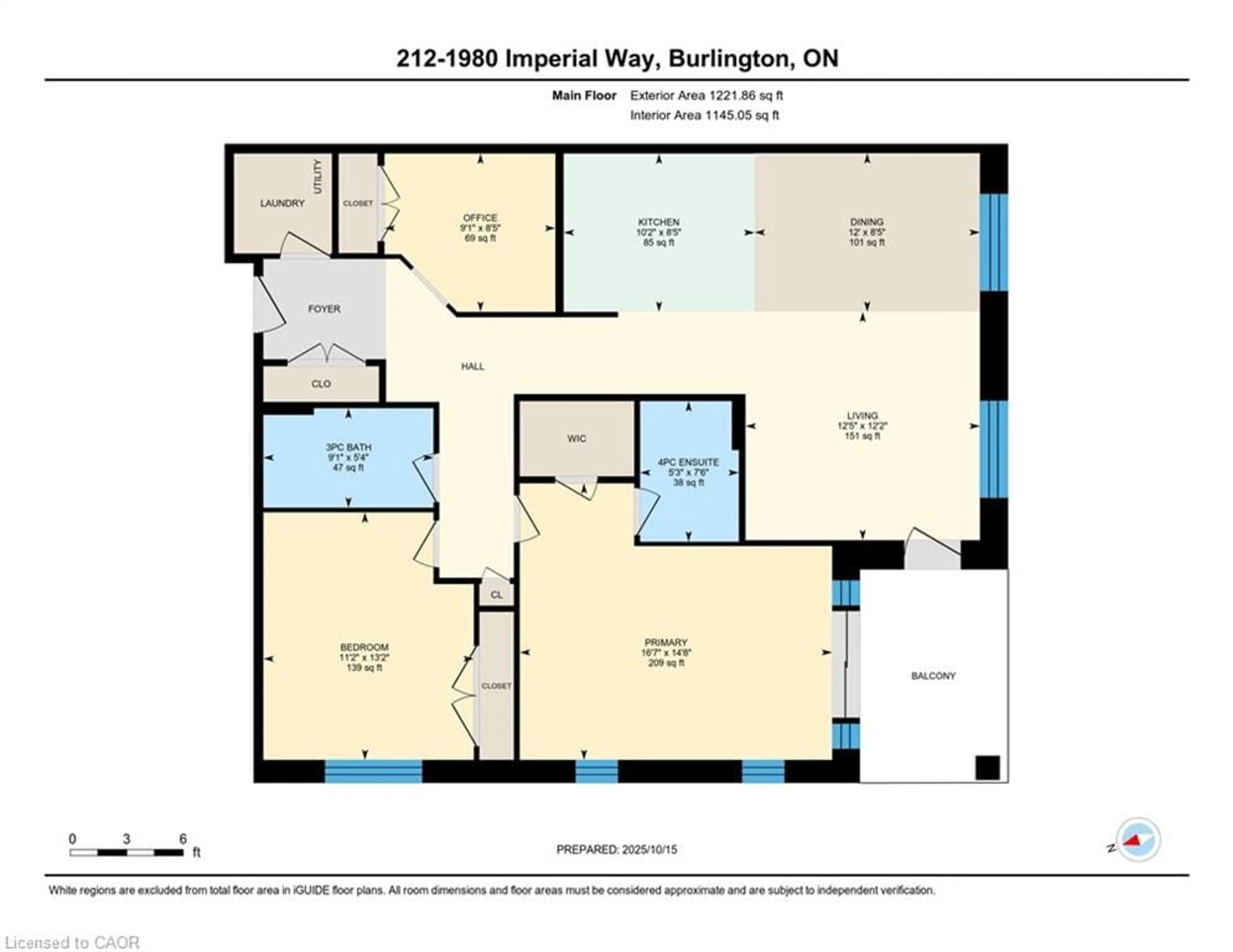 Floor plan for 1980 Imperial Way #212, Burlington Ontario L7L 0E7
