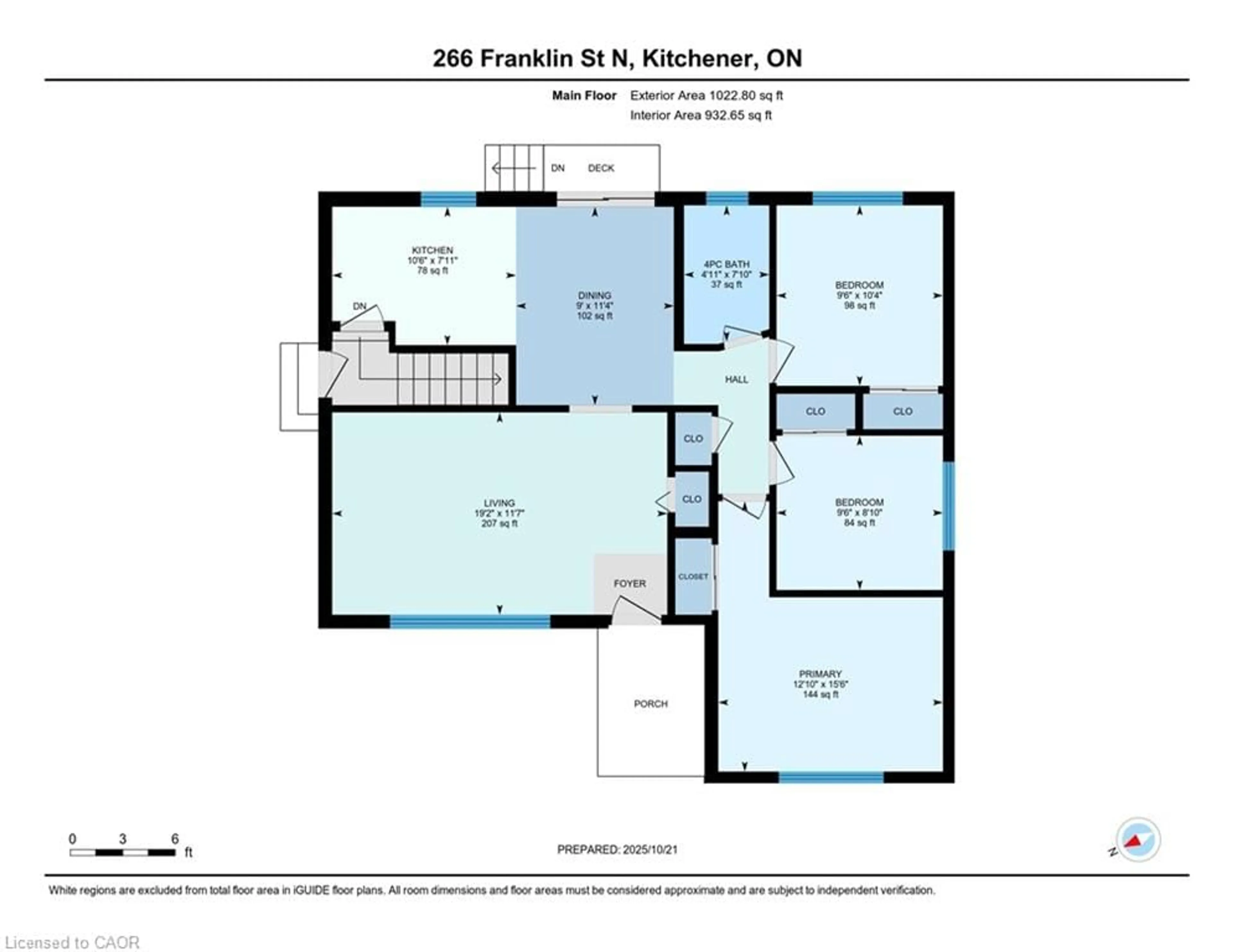 Floor plan for 266 Franklin St, Kitchener Ontario N2A 1Y6