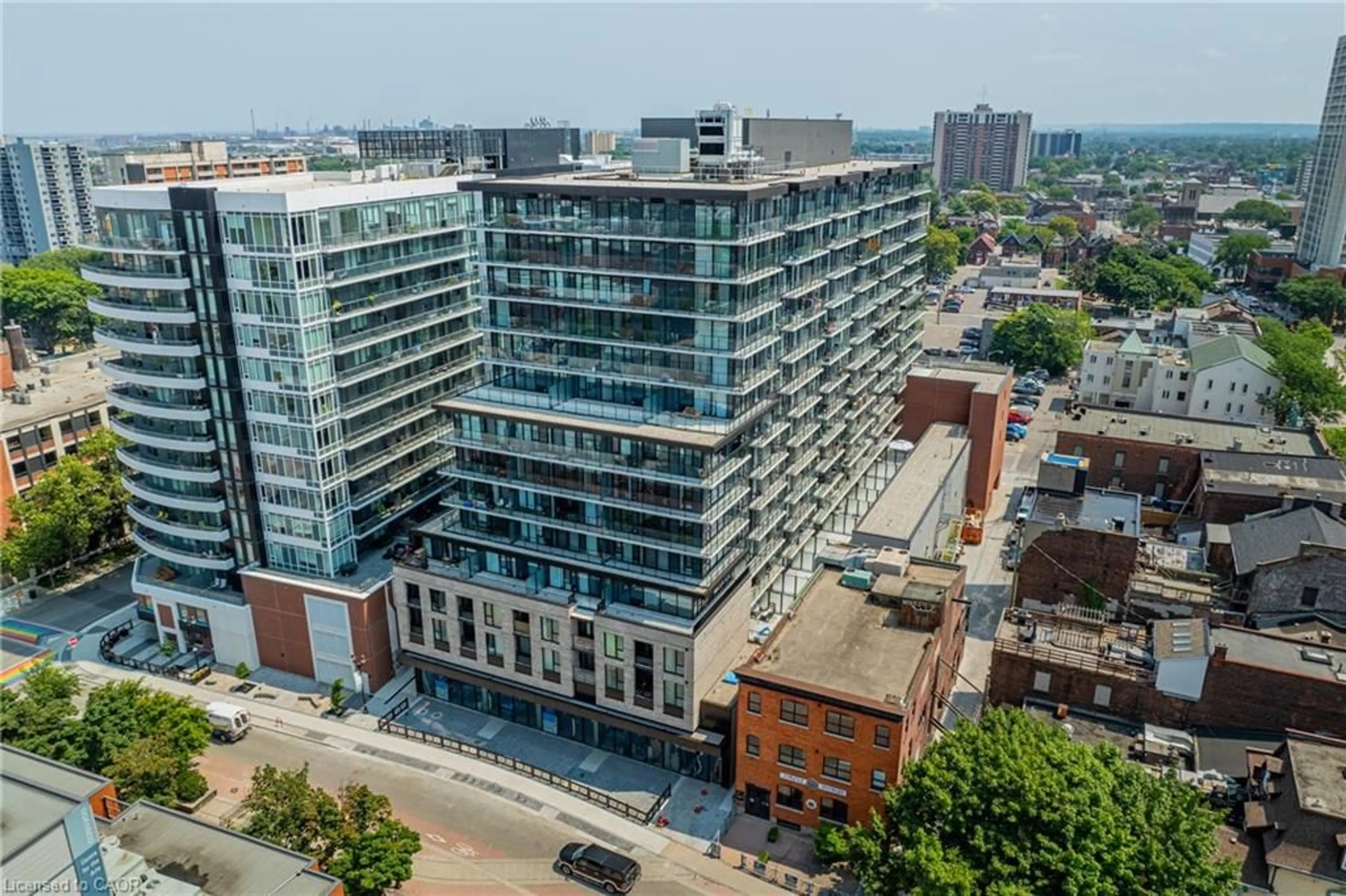 A pic from outside/outdoor area/front of a property/back of a property/a pic from drone, city buildings view from balcony for 1 Jarvis St #511, Hamilton Ontario L8R 3J2