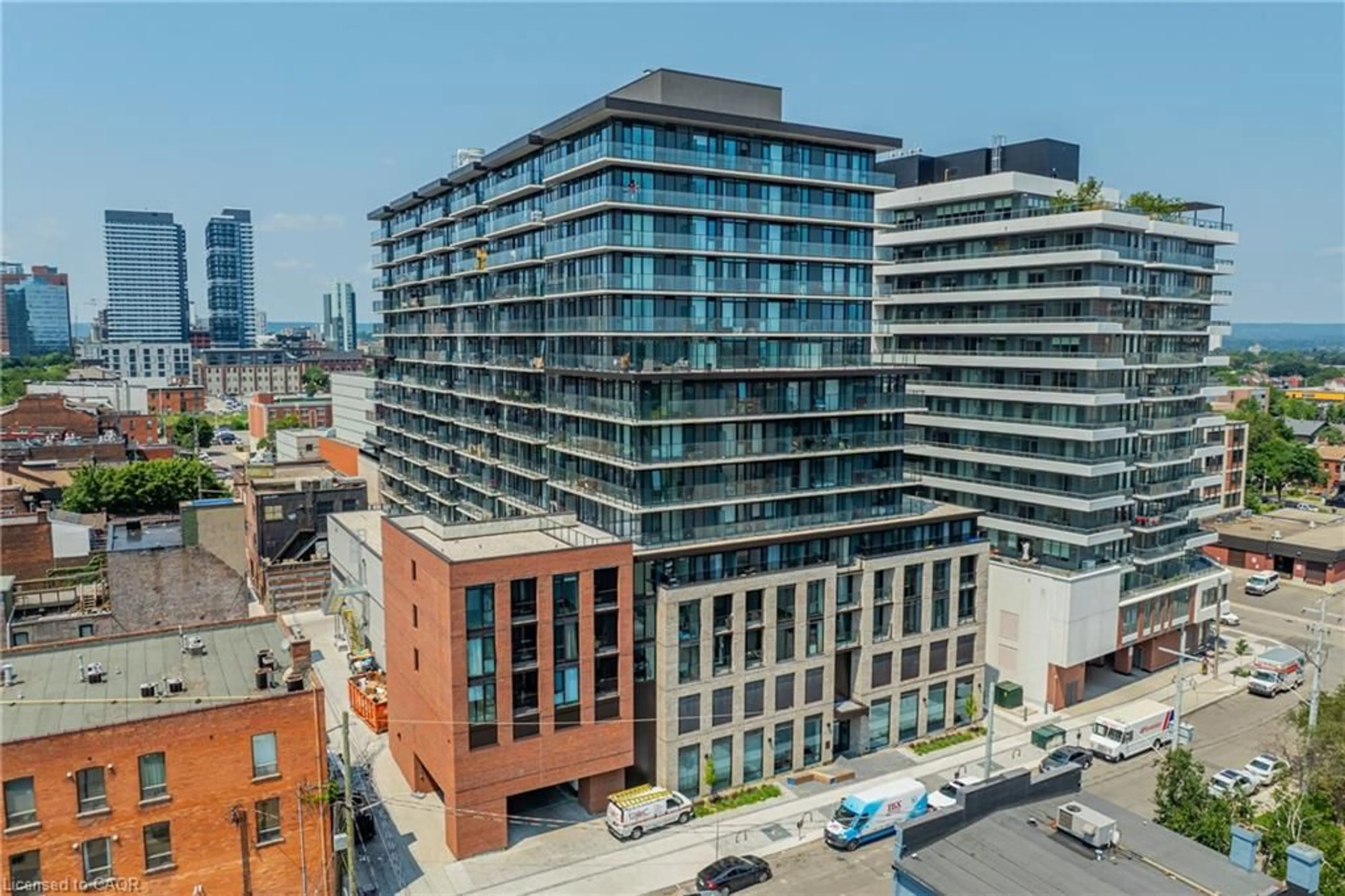 A pic from outside/outdoor area/front of a property/back of a property/a pic from drone, city buildings view from balcony for 1 Jarvis St #511, Hamilton Ontario L8R 3J2
