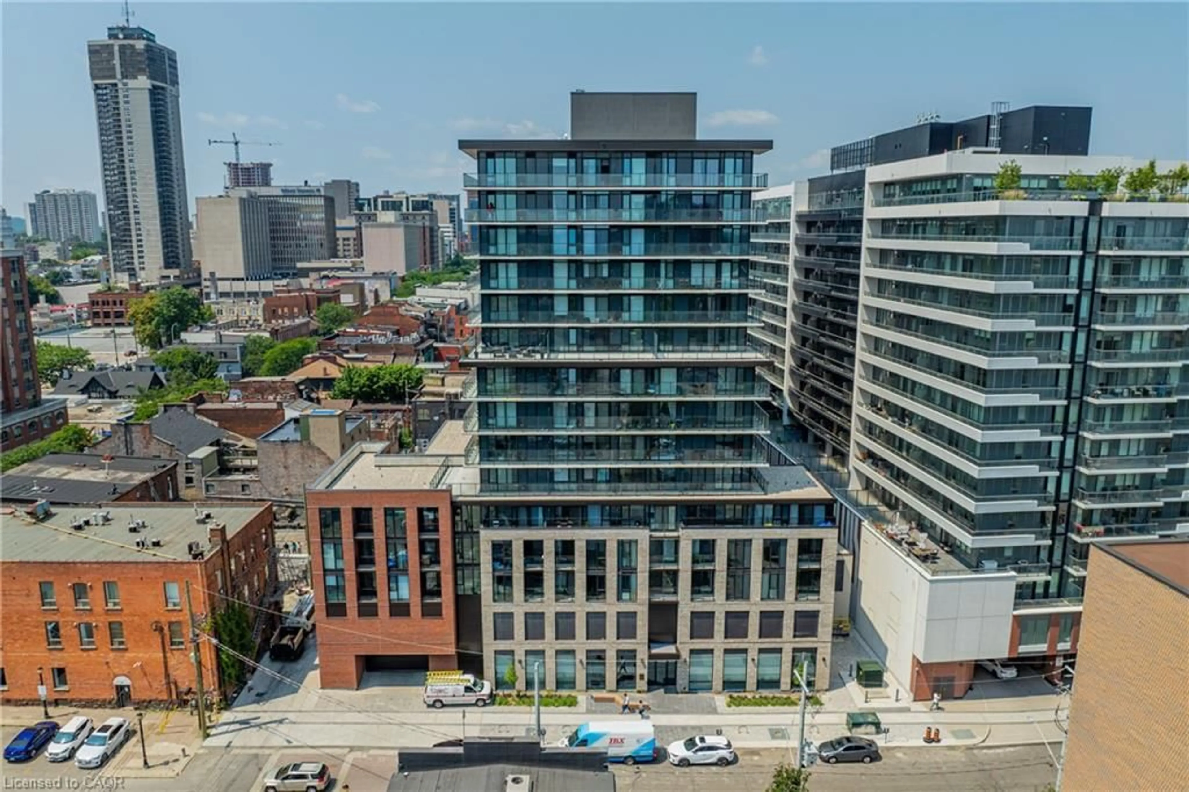 A pic from outside/outdoor area/front of a property/back of a property/a pic from drone, city buildings view from balcony for 1 Jarvis St #511, Hamilton Ontario L8R 3J2