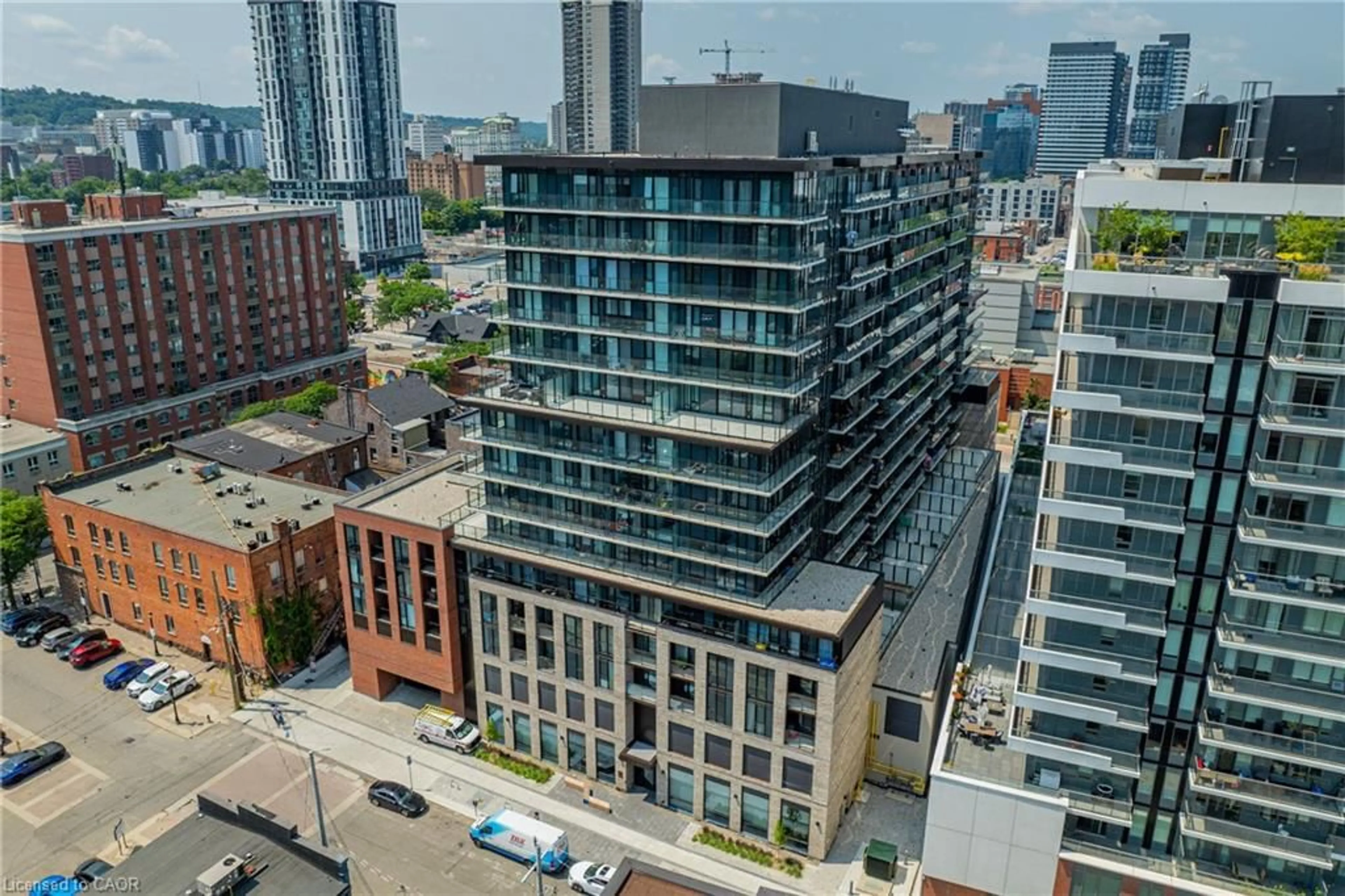A pic from outside/outdoor area/front of a property/back of a property/a pic from drone, city buildings view from balcony for 1 Jarvis St #511, Hamilton Ontario L8R 3J2