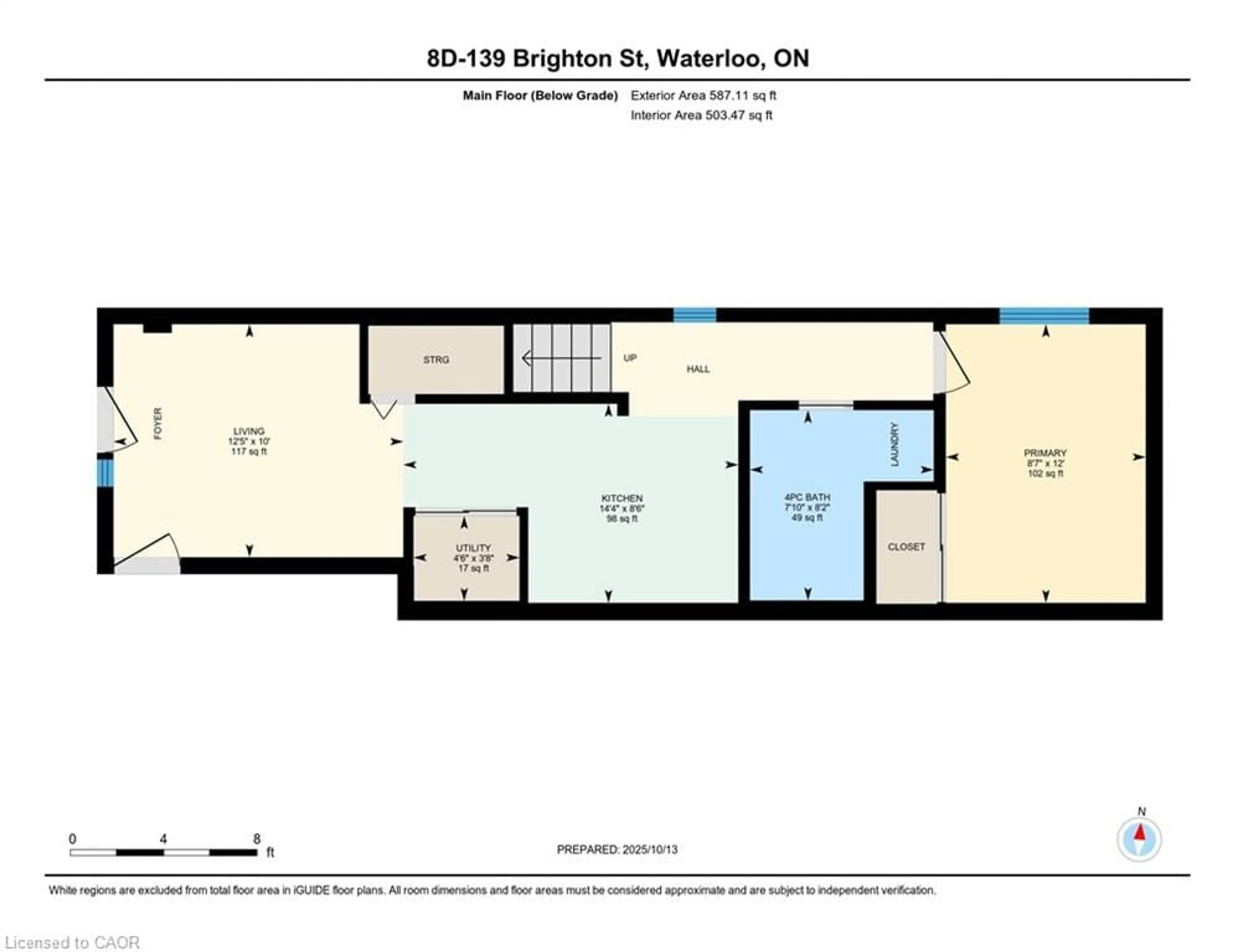 Floor plan for 139 Brighton St #8D, Waterloo Ontario N2J 4Z5