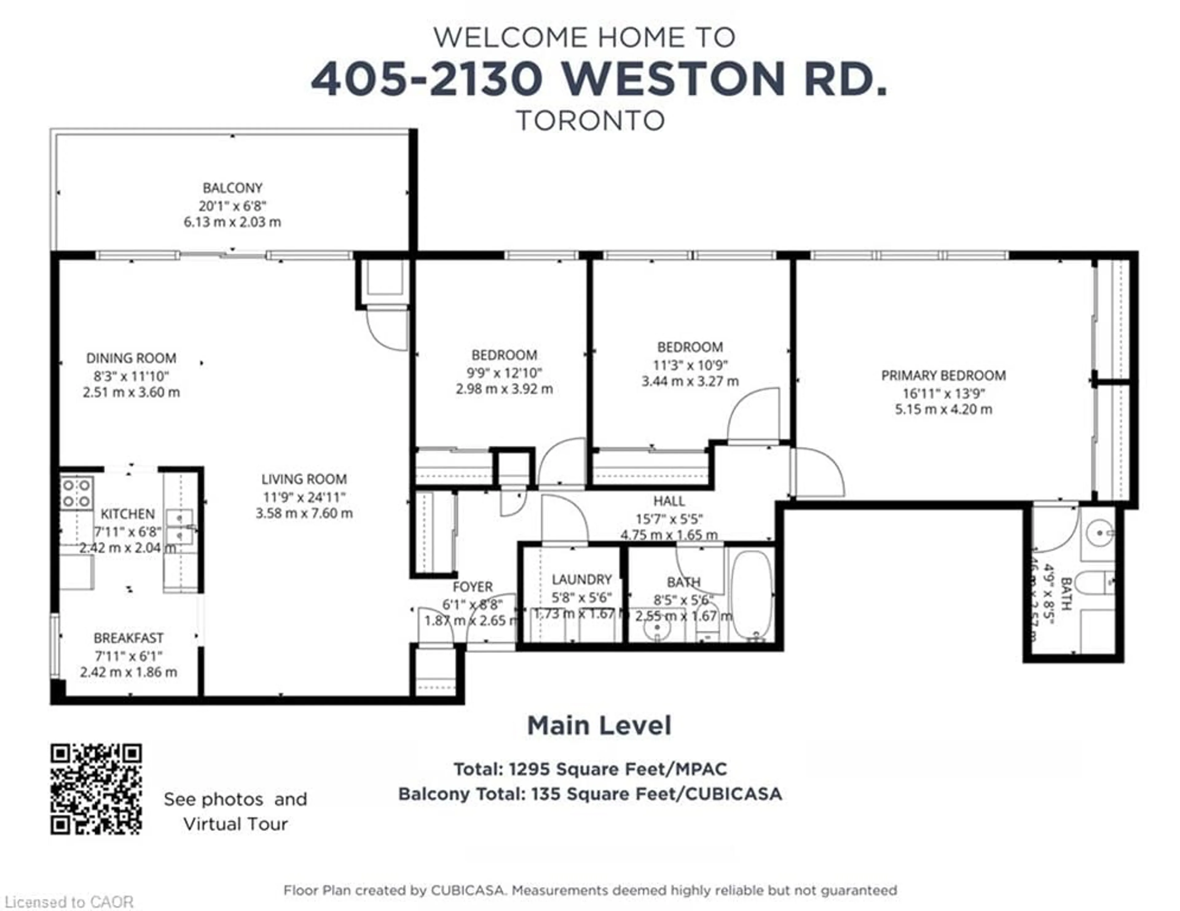 Floor plan for 2130 Weston Rd #405, Toronto Ontario M3N 3R9