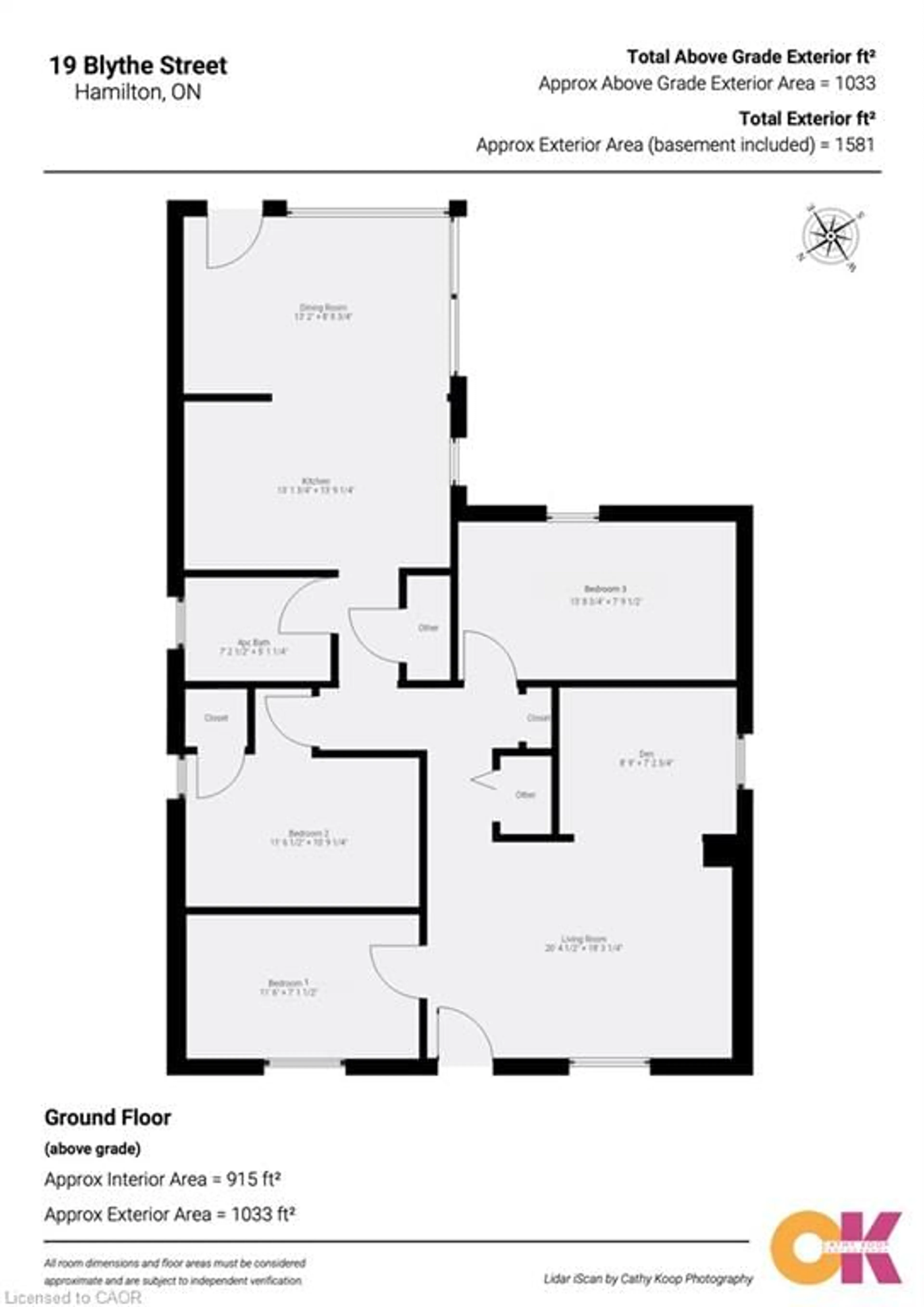 Floor plan for 19 Blythe St, Hamilton Ontario L8N 2W3