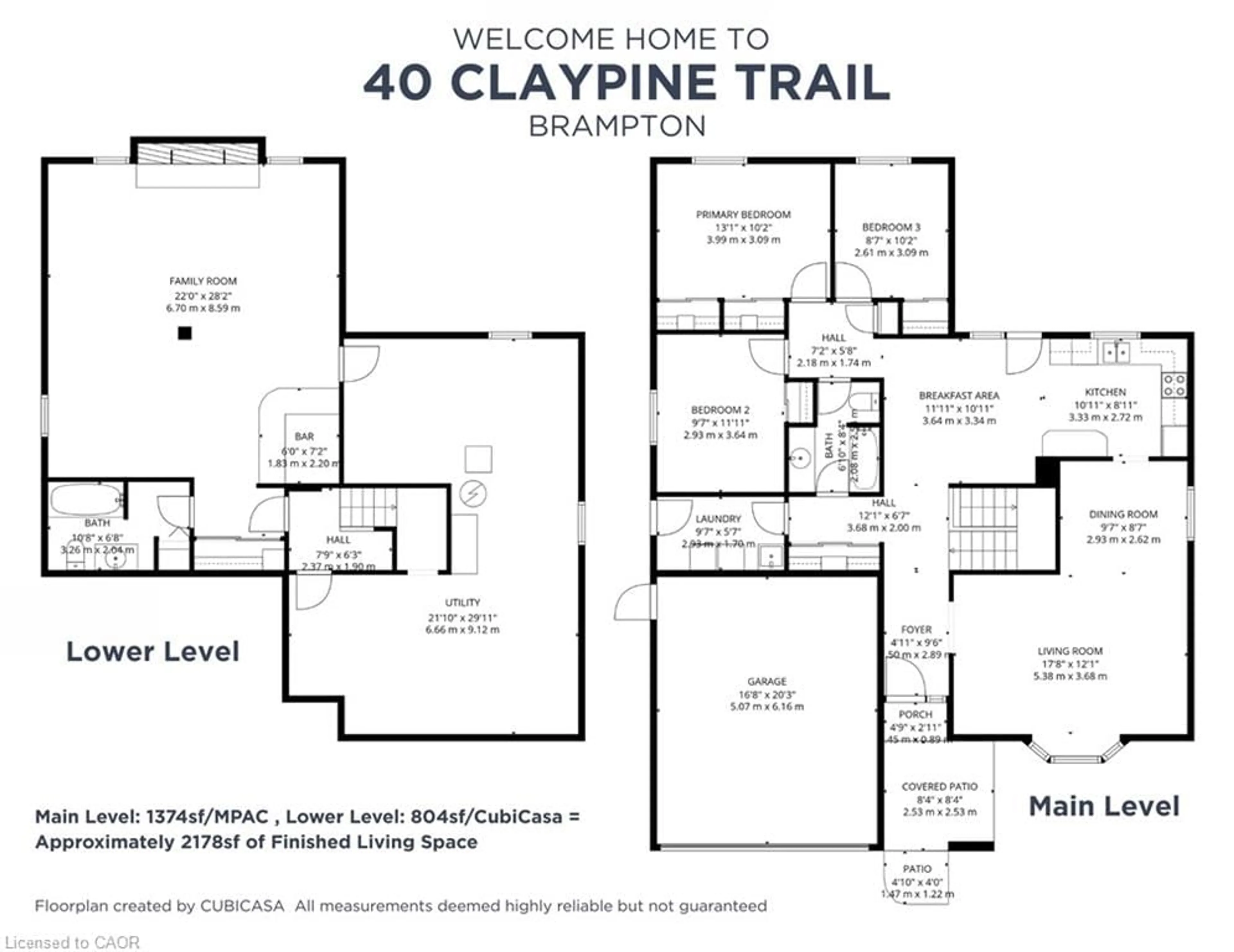 Floor plan for 40 Claypine Trail, Brampton Ontario L6V 3L9